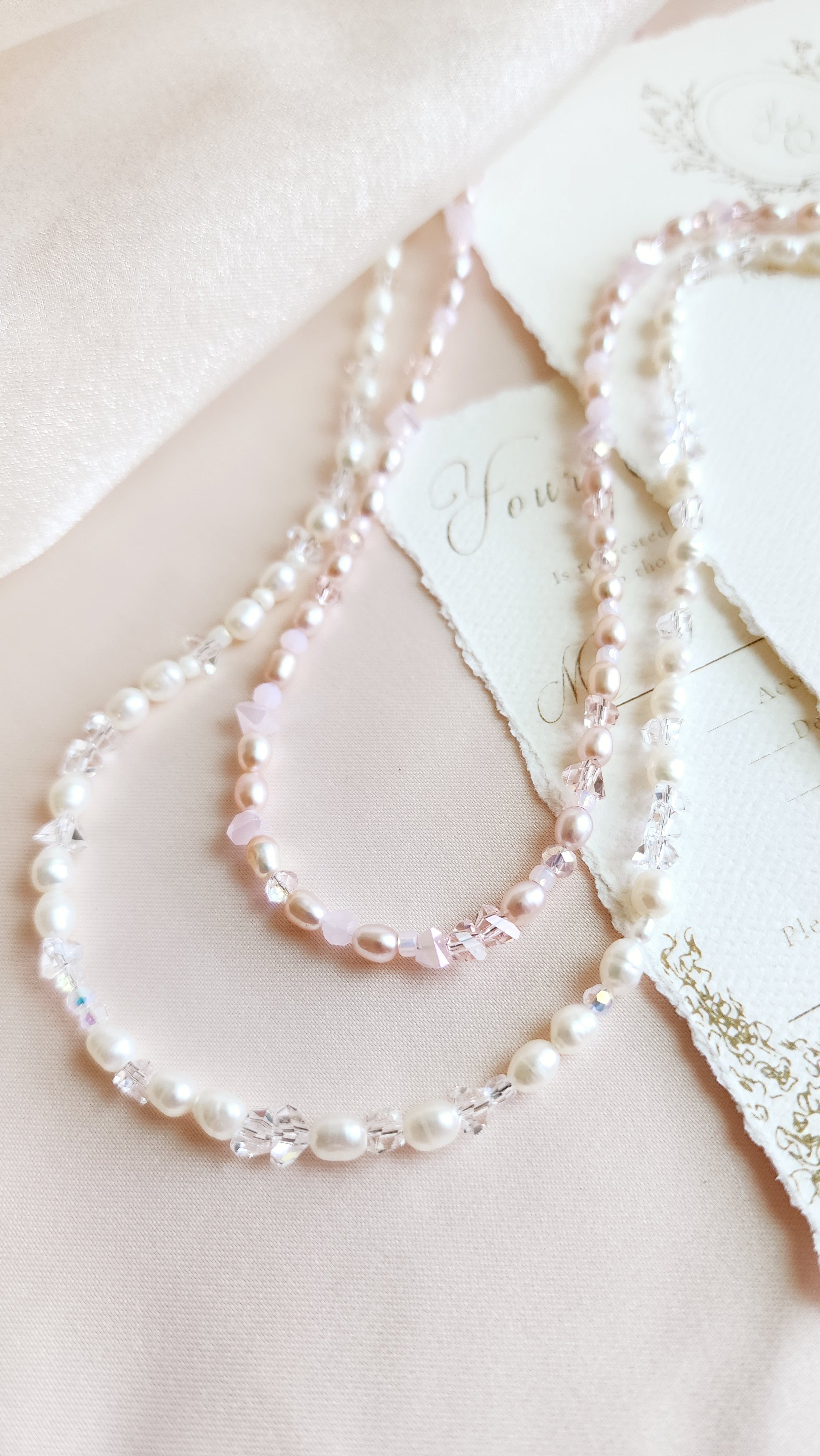 Crystal Pearl Beaded Necklace Set