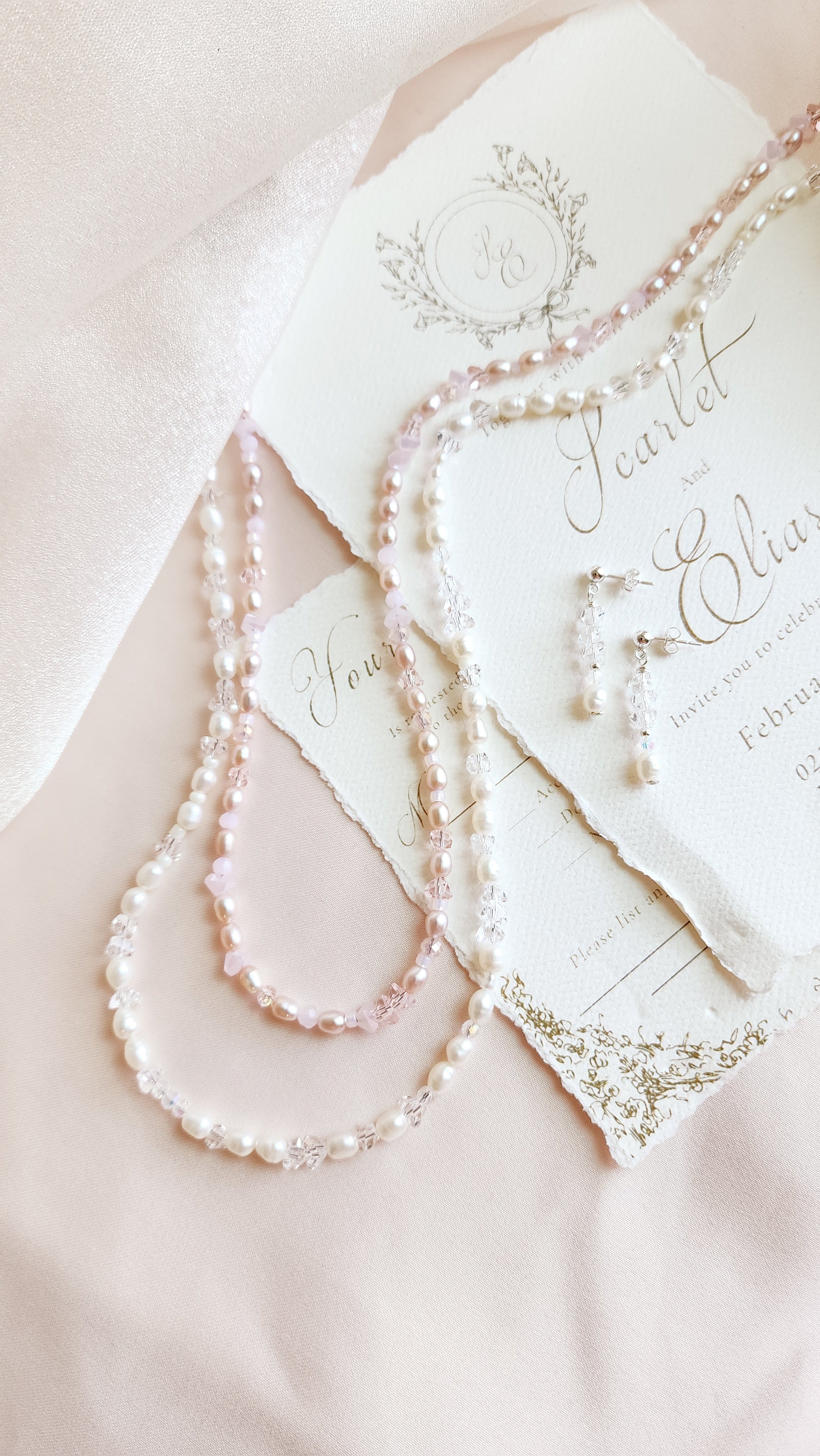 Crystal Pearl Beaded Necklace Set