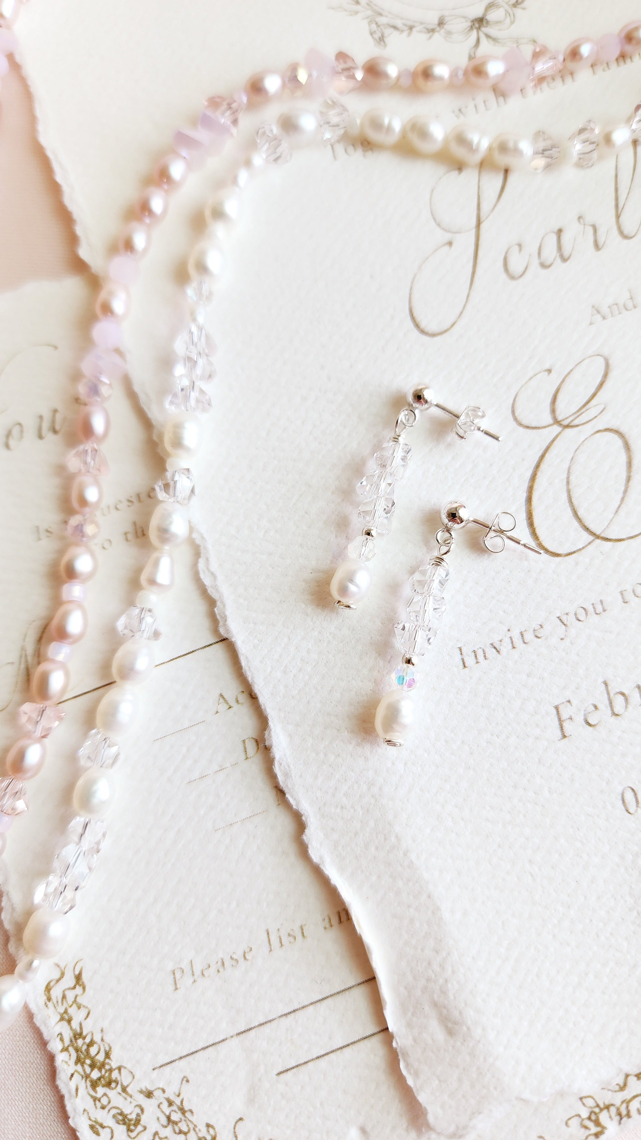 Crystal Pearl Beaded Necklace Set