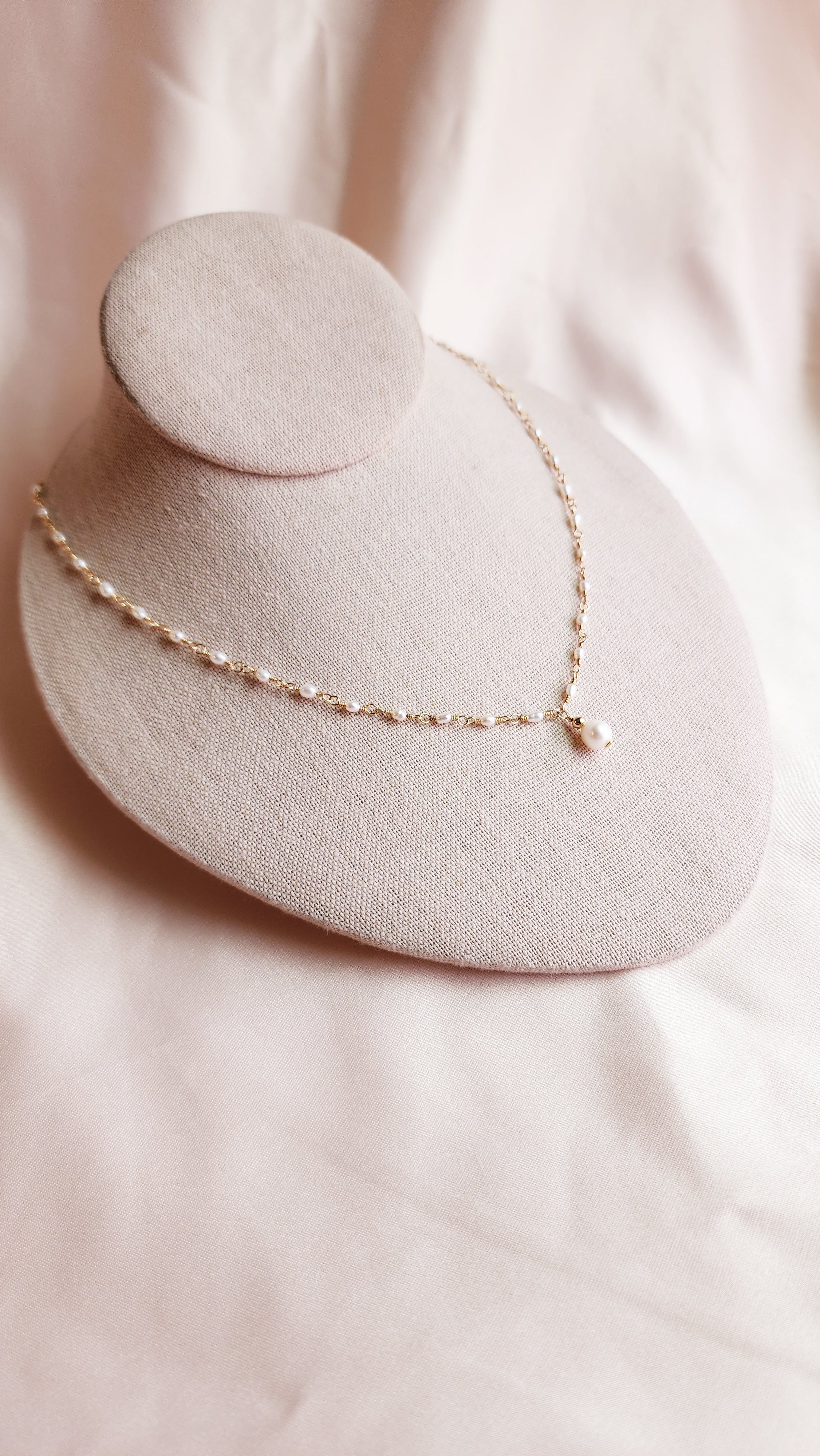 Small Pearls Linked Necklace | Sterling & 14ktgf Gold