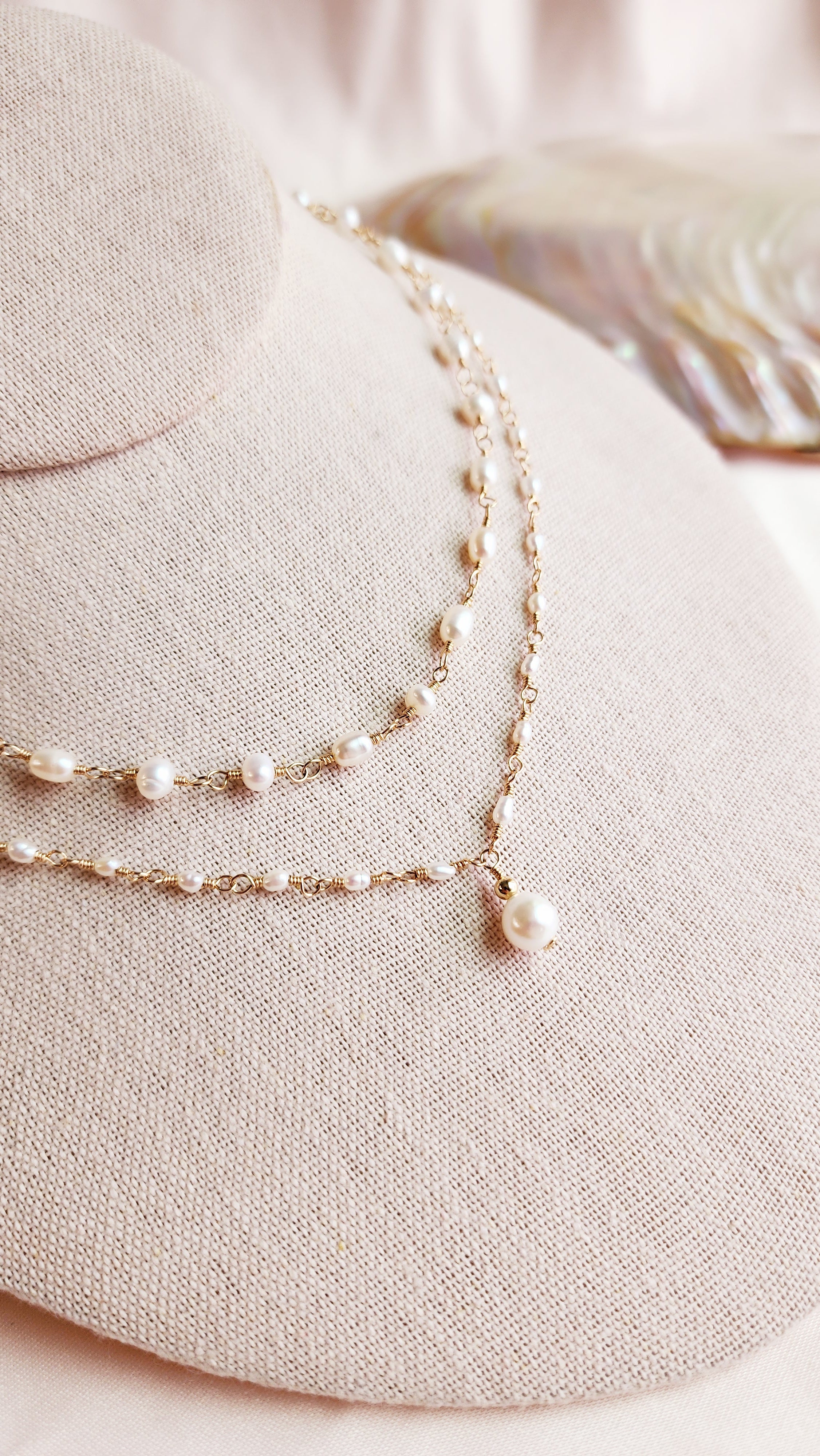 Linked Pearl Necklace | Sterling Silver & Gold