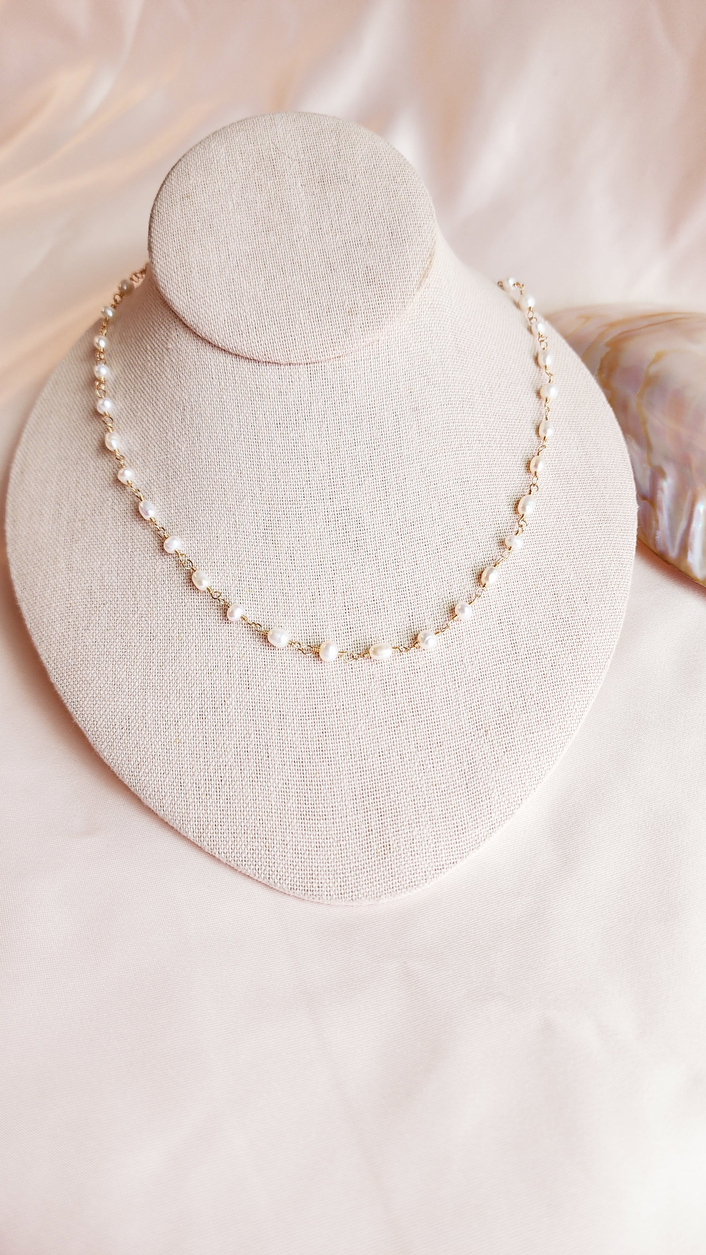 Linked Pearl Necklace | Sterling Silver & Gold