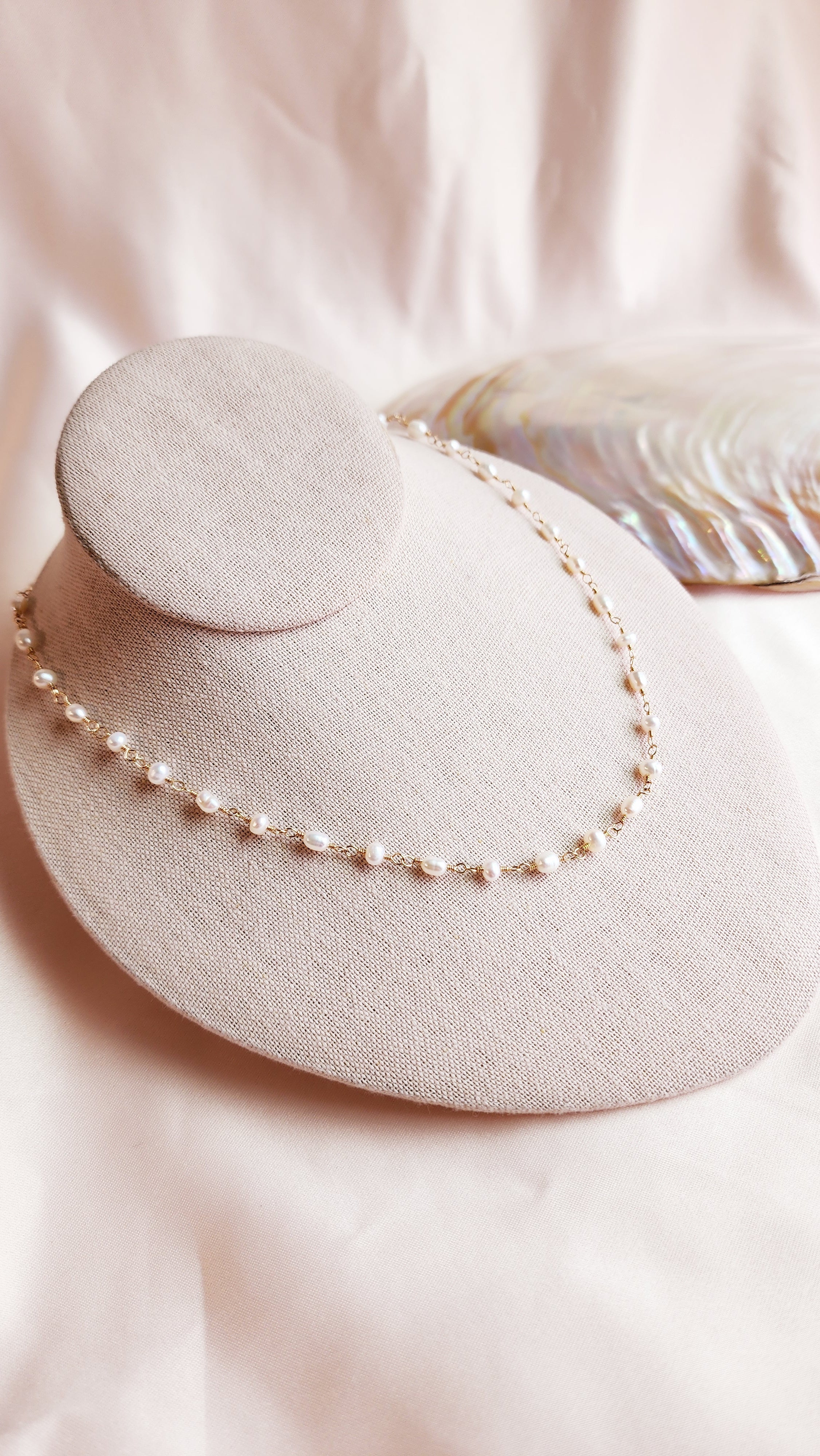 Linked Pearl Necklace | Sterling Silver & Gold