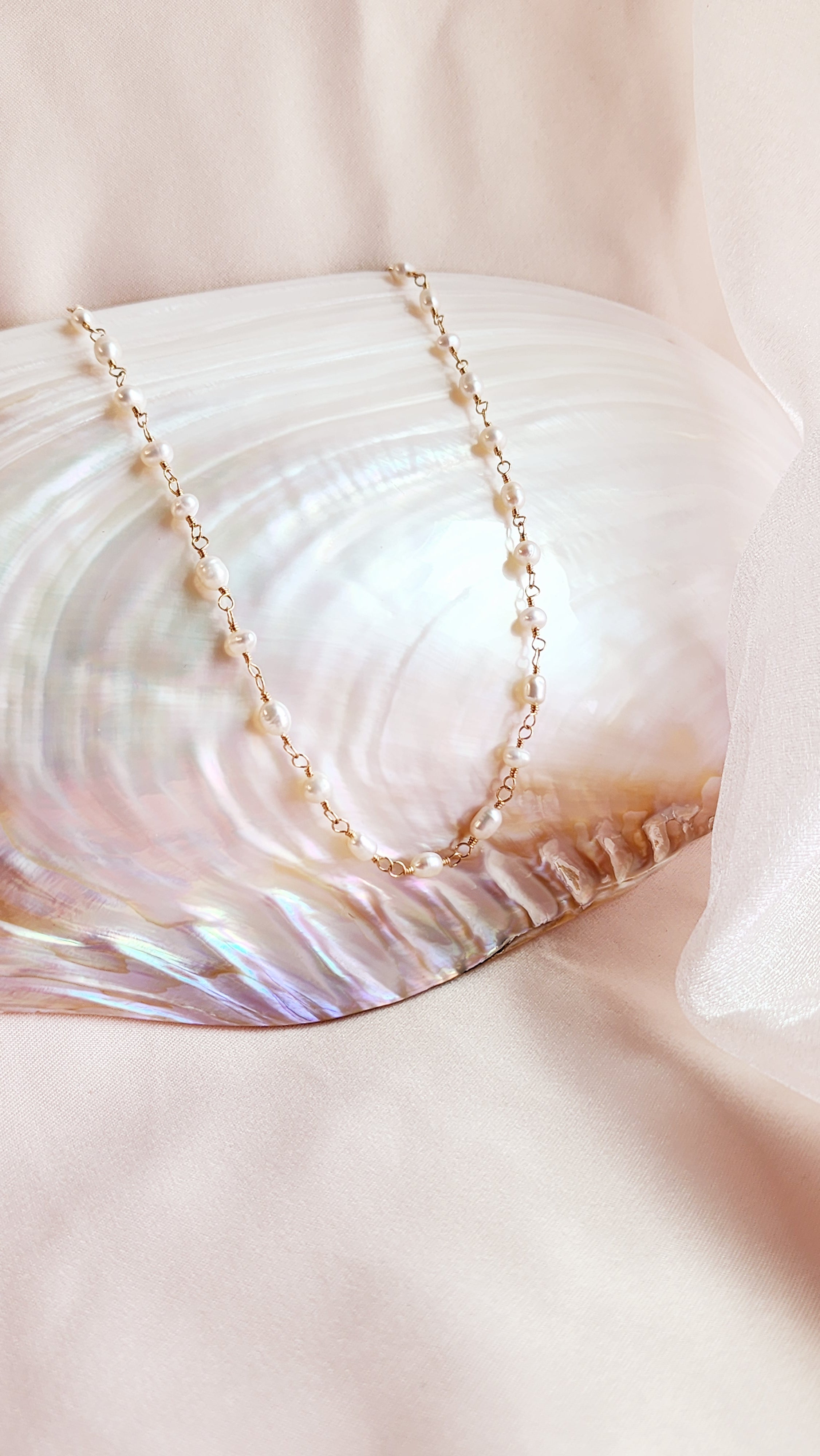 Linked Pearl Necklace | Sterling Silver & Gold