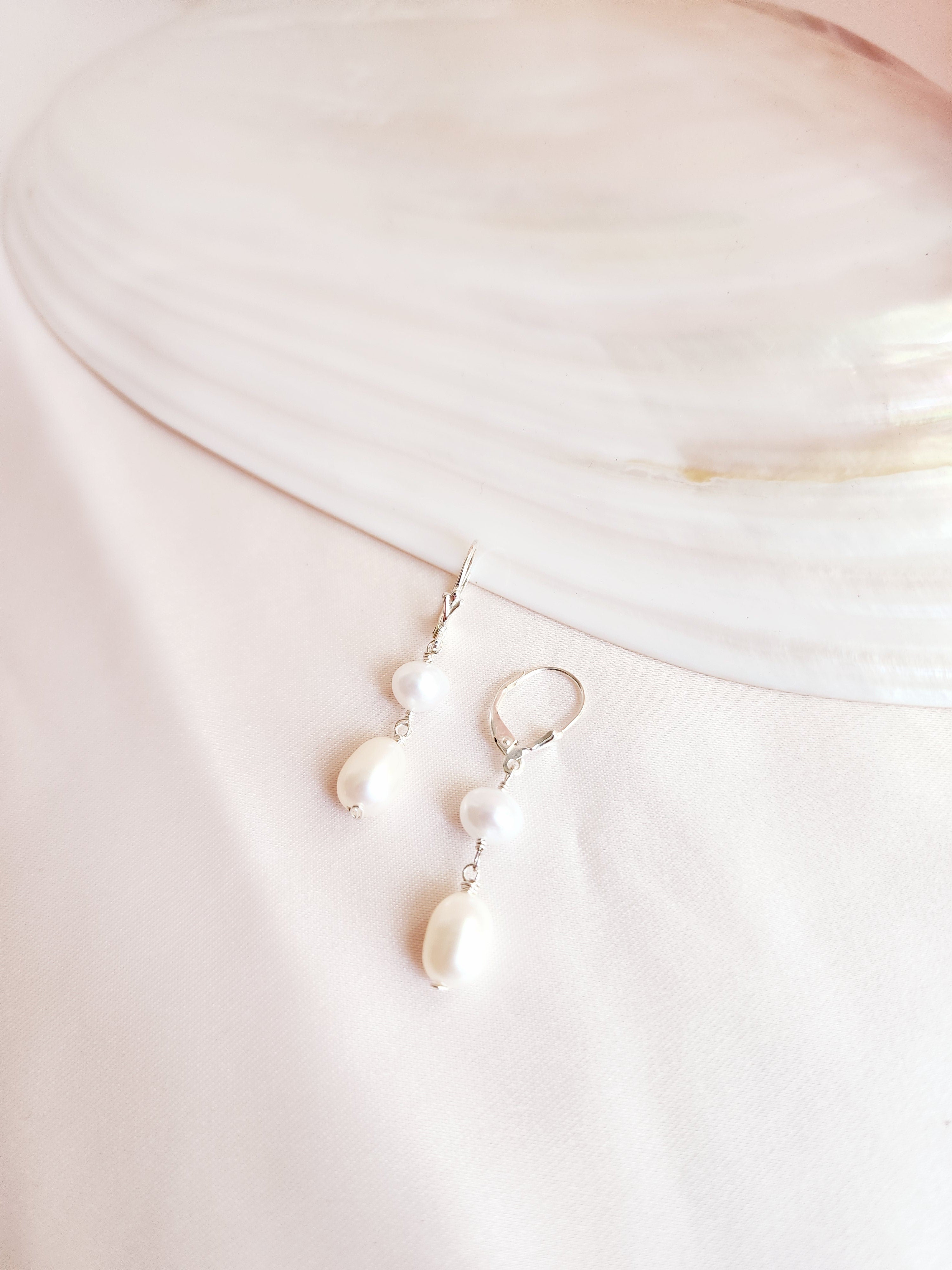 Leverback Pearl Earrings | Selene Pearl Earrings