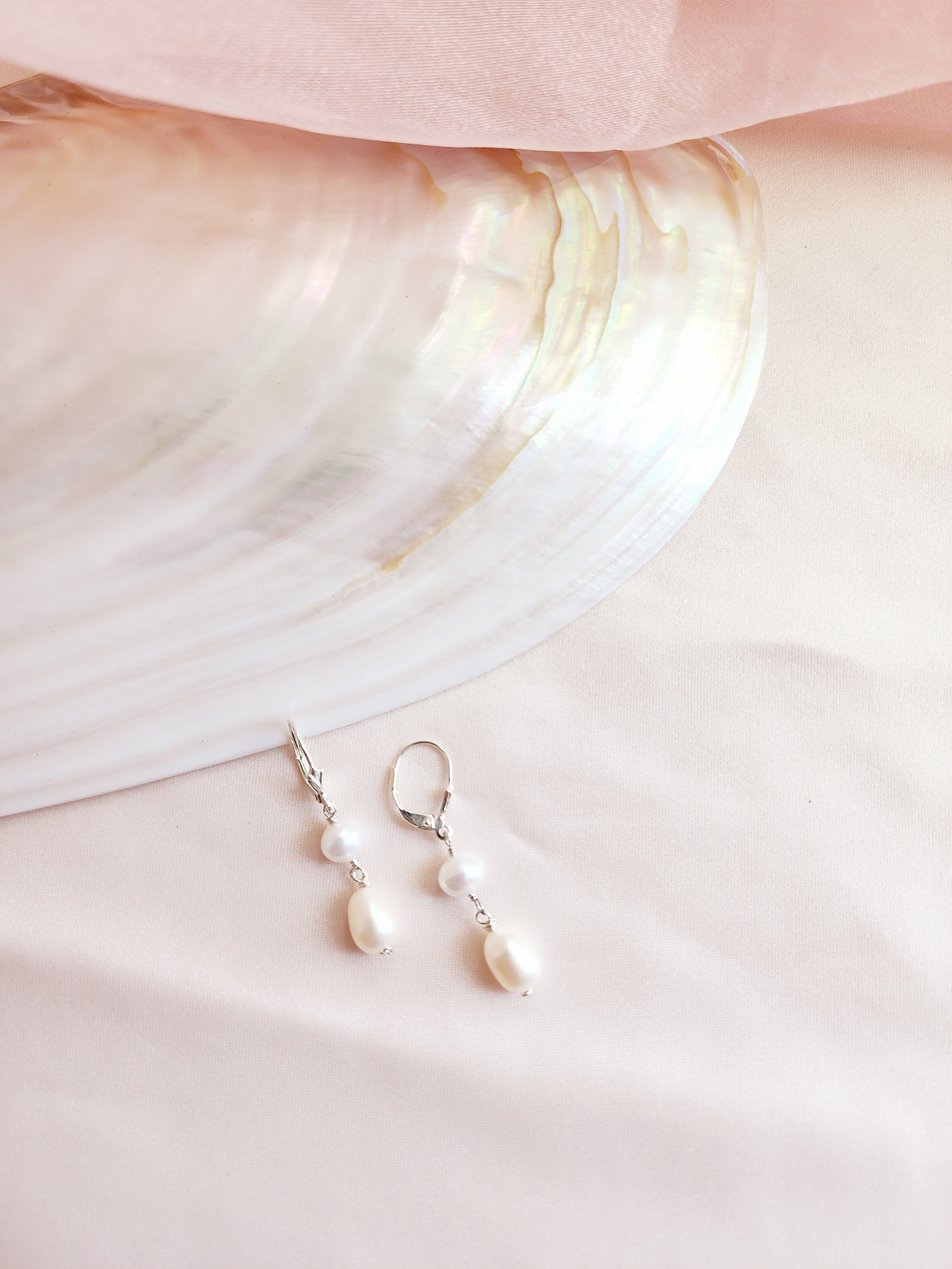 Leverback Pearl Earrings | Selene Pearl Earrings
