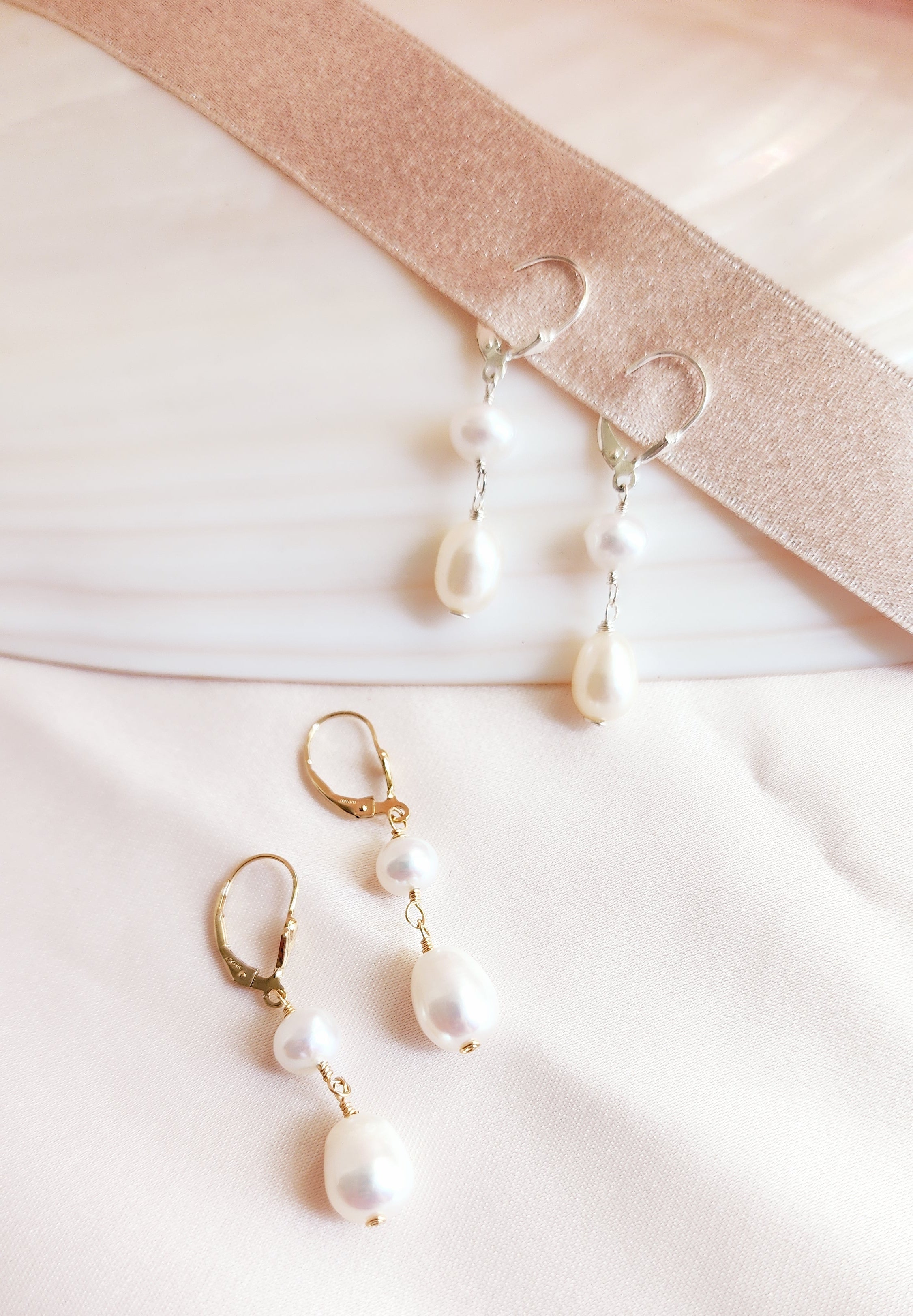 Leverback Pearl Earrings | Selene Pearl Earrings