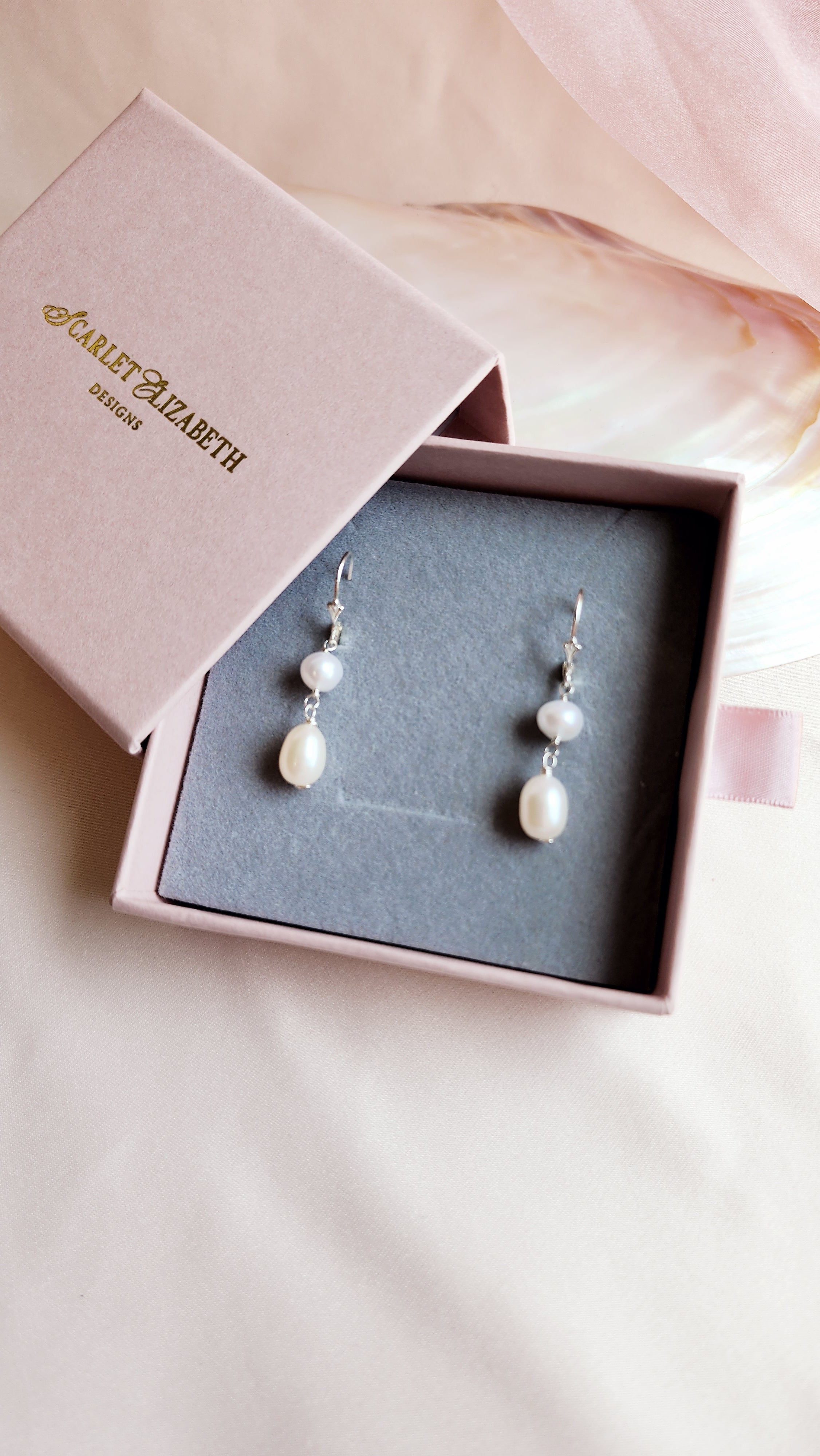 Leverback Pearl Earrings | Selene Pearl Earrings