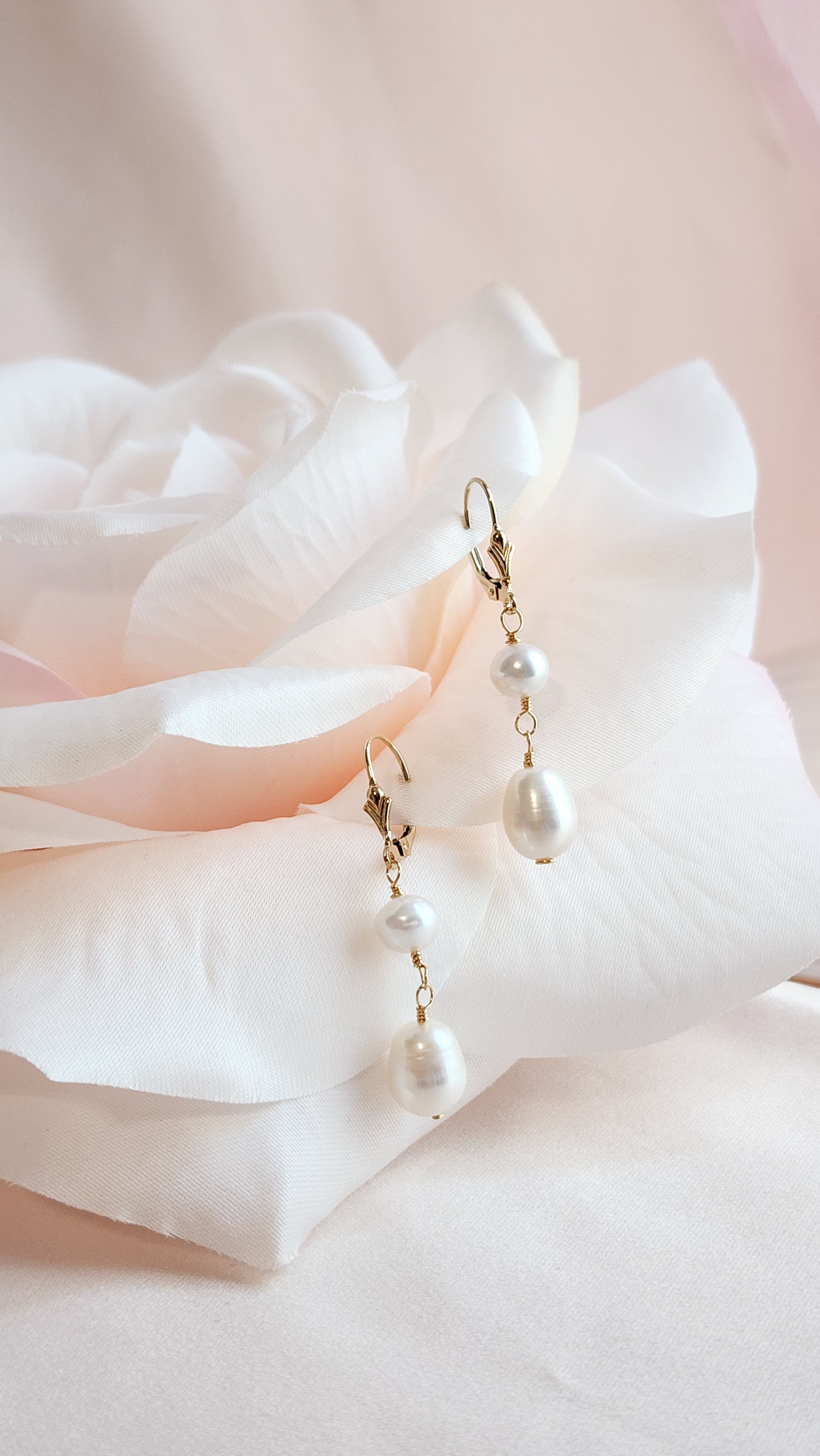 Leverback Pearl Earrings | Selene Pearl Earrings
