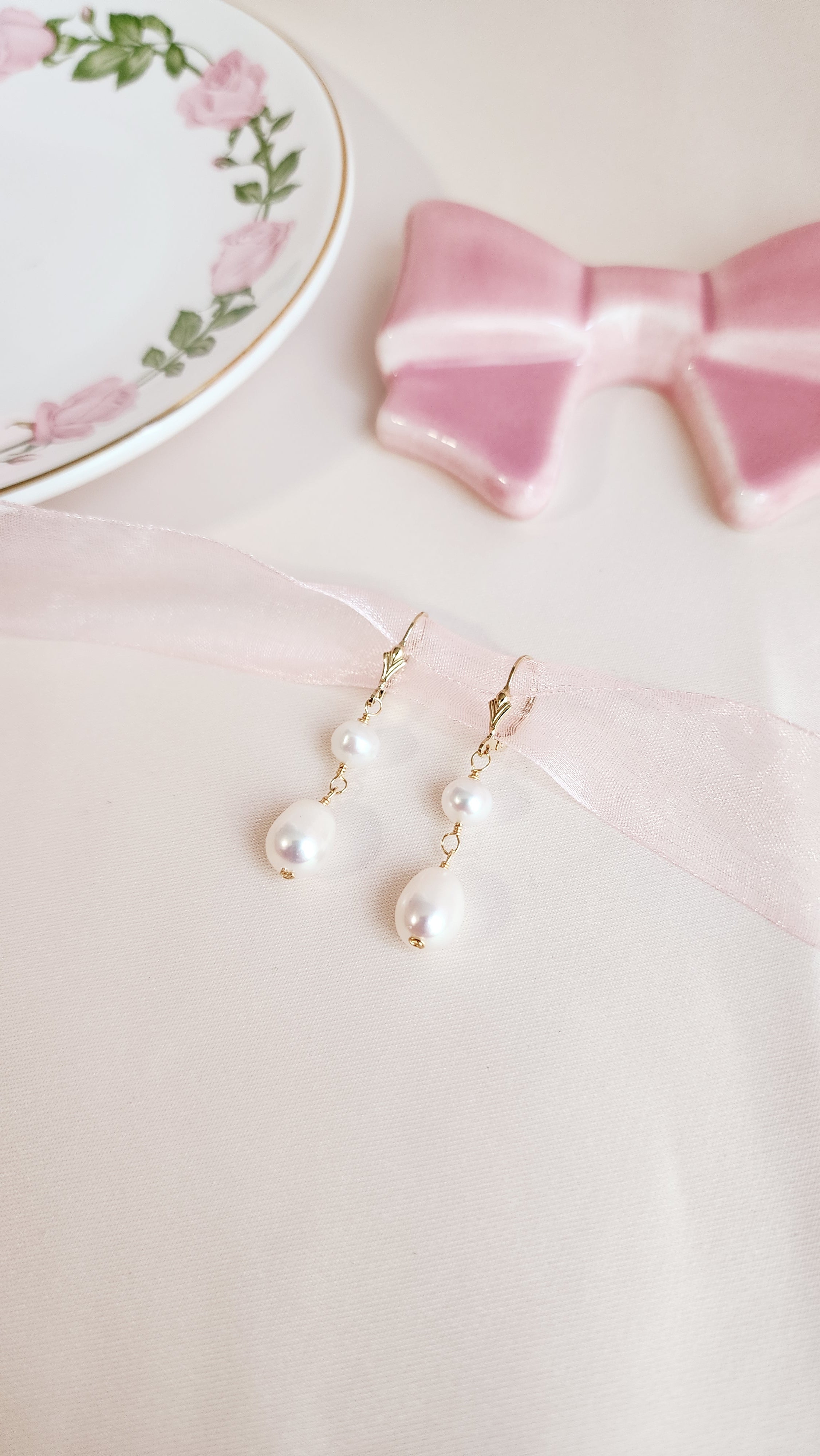 Leverback Pearl Earrings | Selene Pearl Earrings