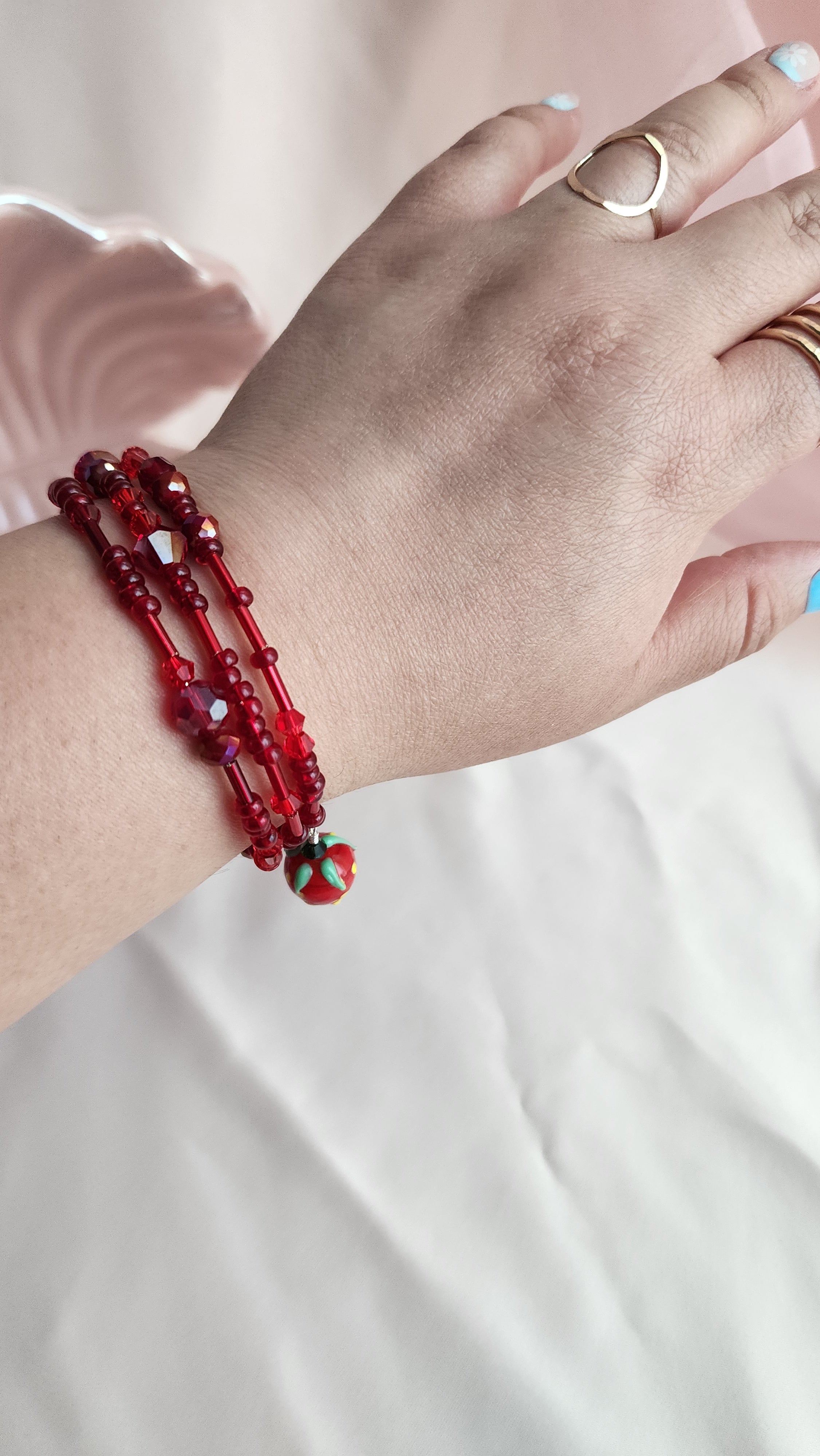 Strawberry Memory Wire Bracelet