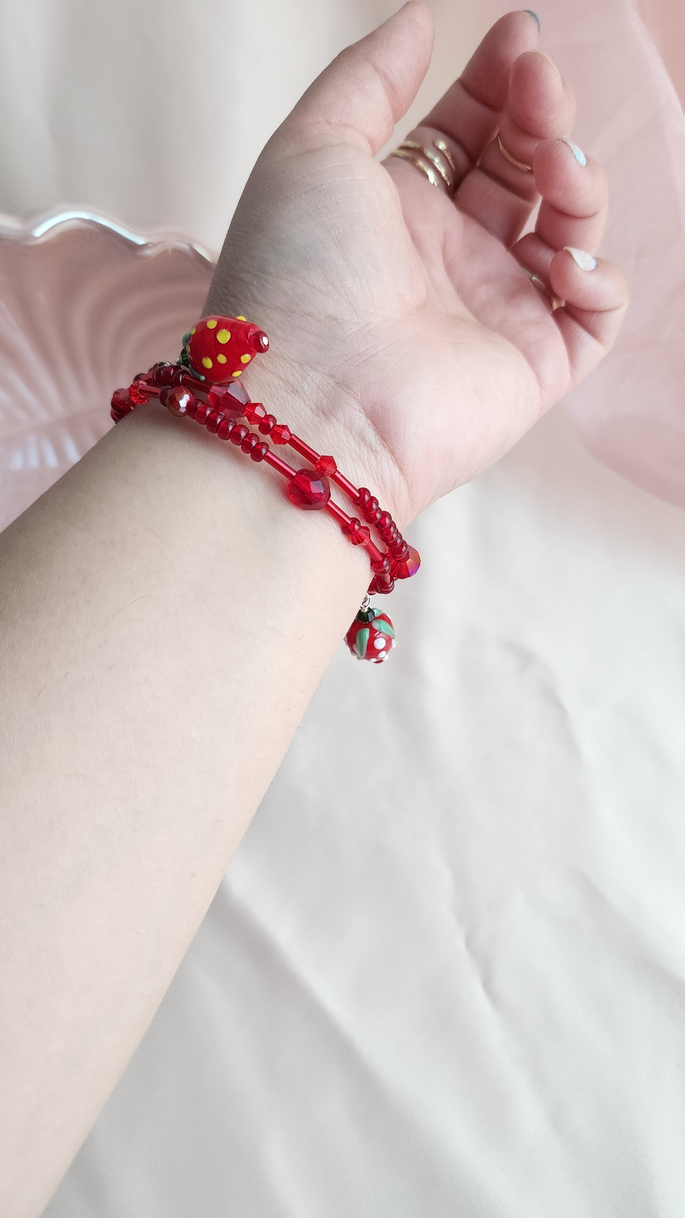 Strawberry Memory Wire Bracelet