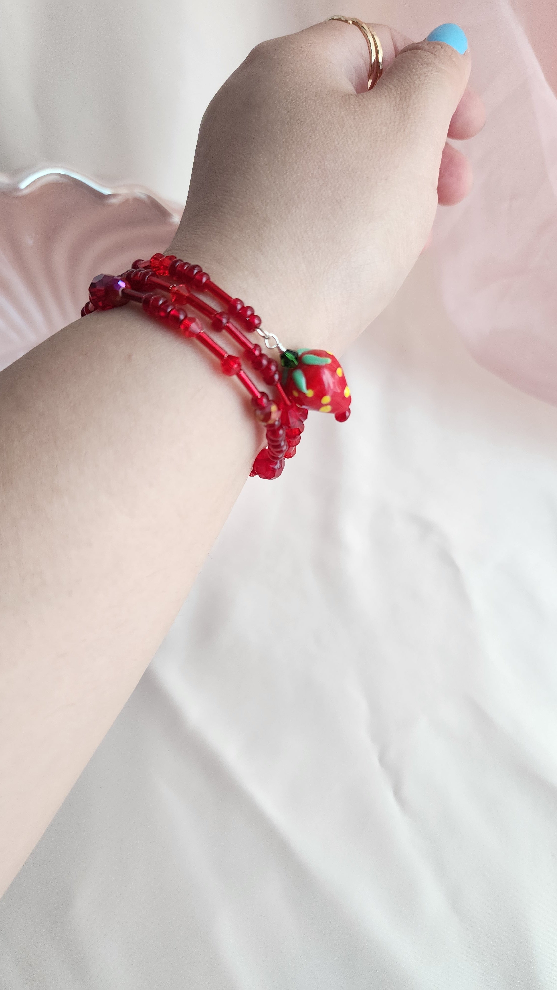 Strawberry Memory Wire Bracelet
