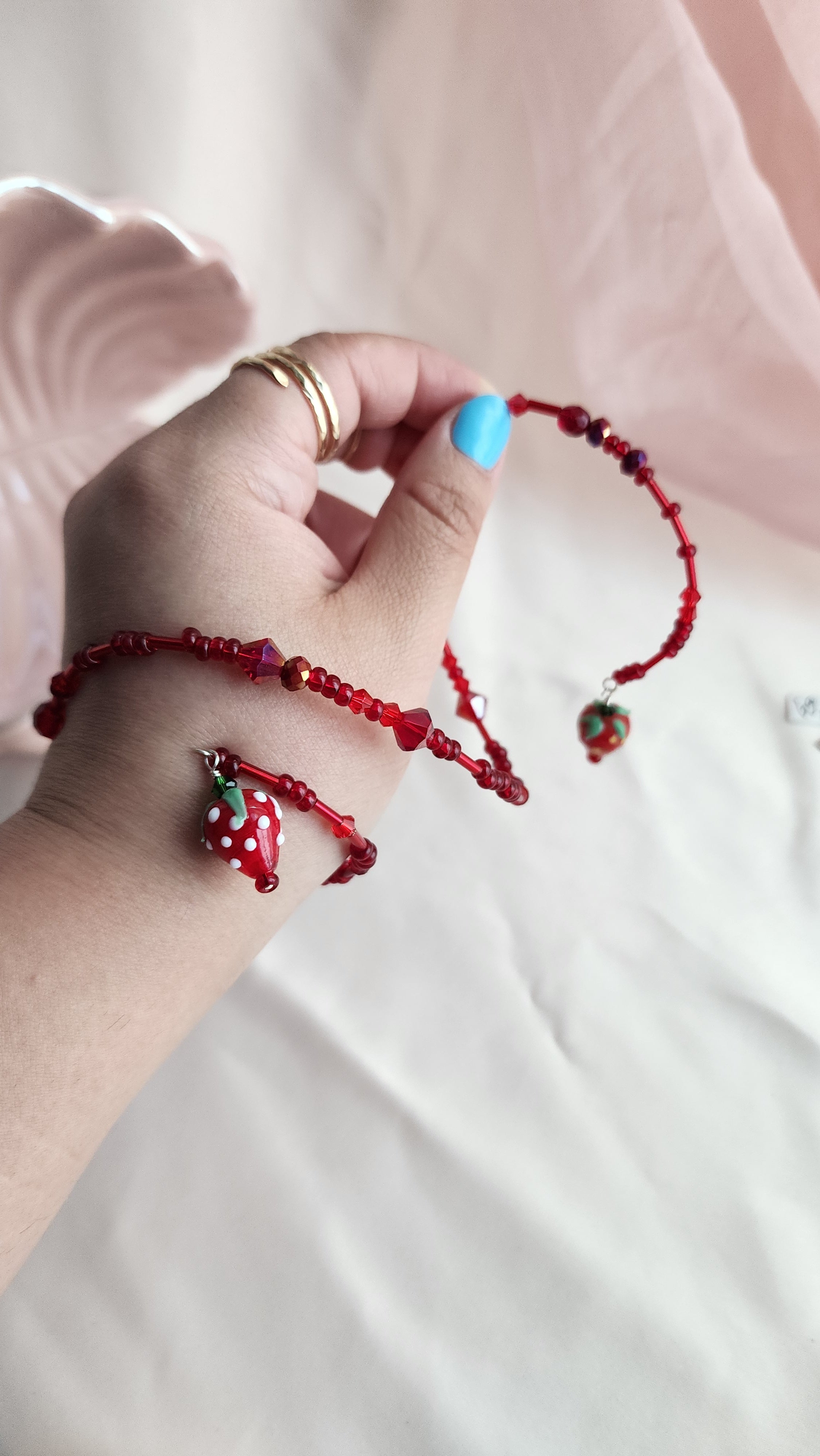 Strawberry Memory Wire Bracelet