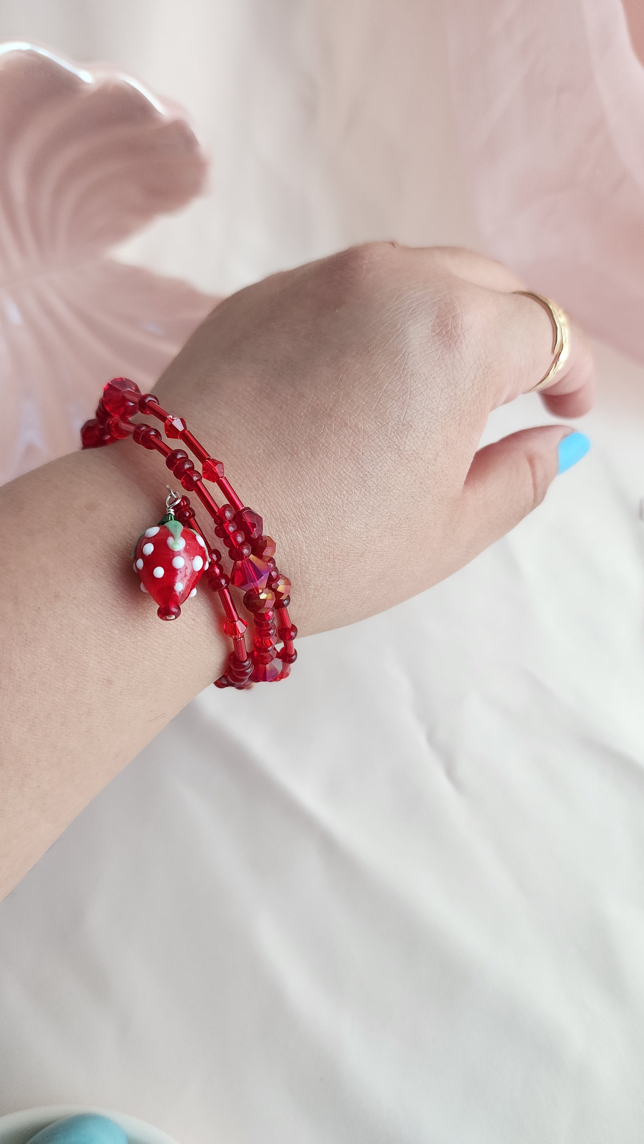 Strawberry Memory Wire Bracelet