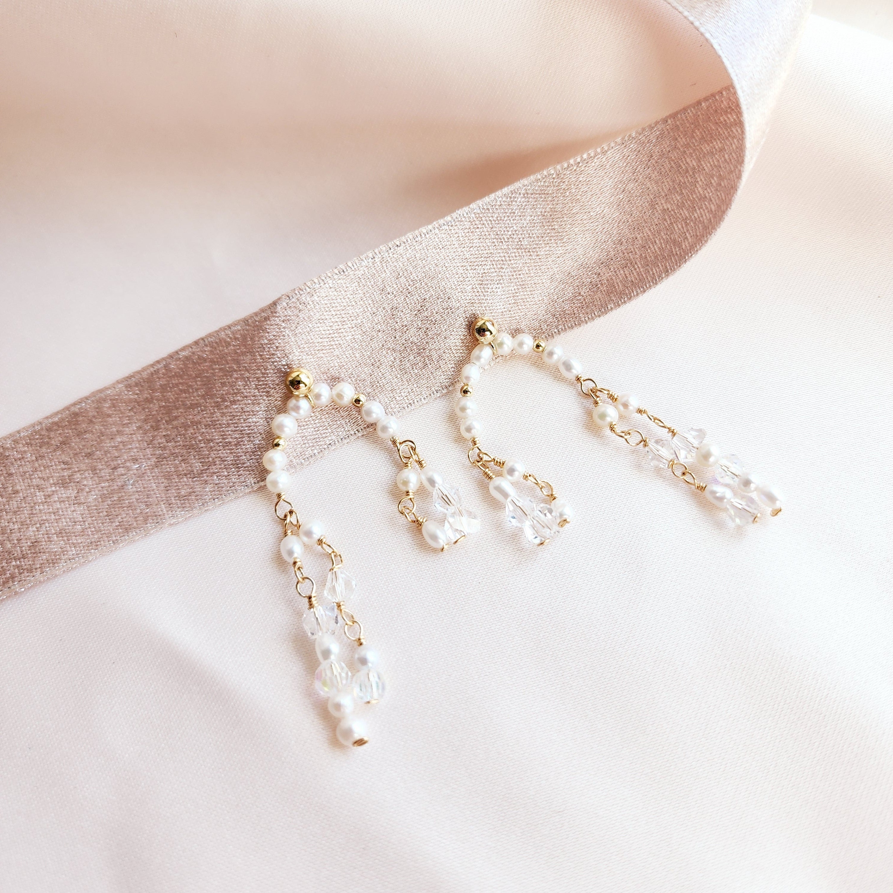 Crystal Pearl Cascading Statement Studs | Audrey Statement Studs