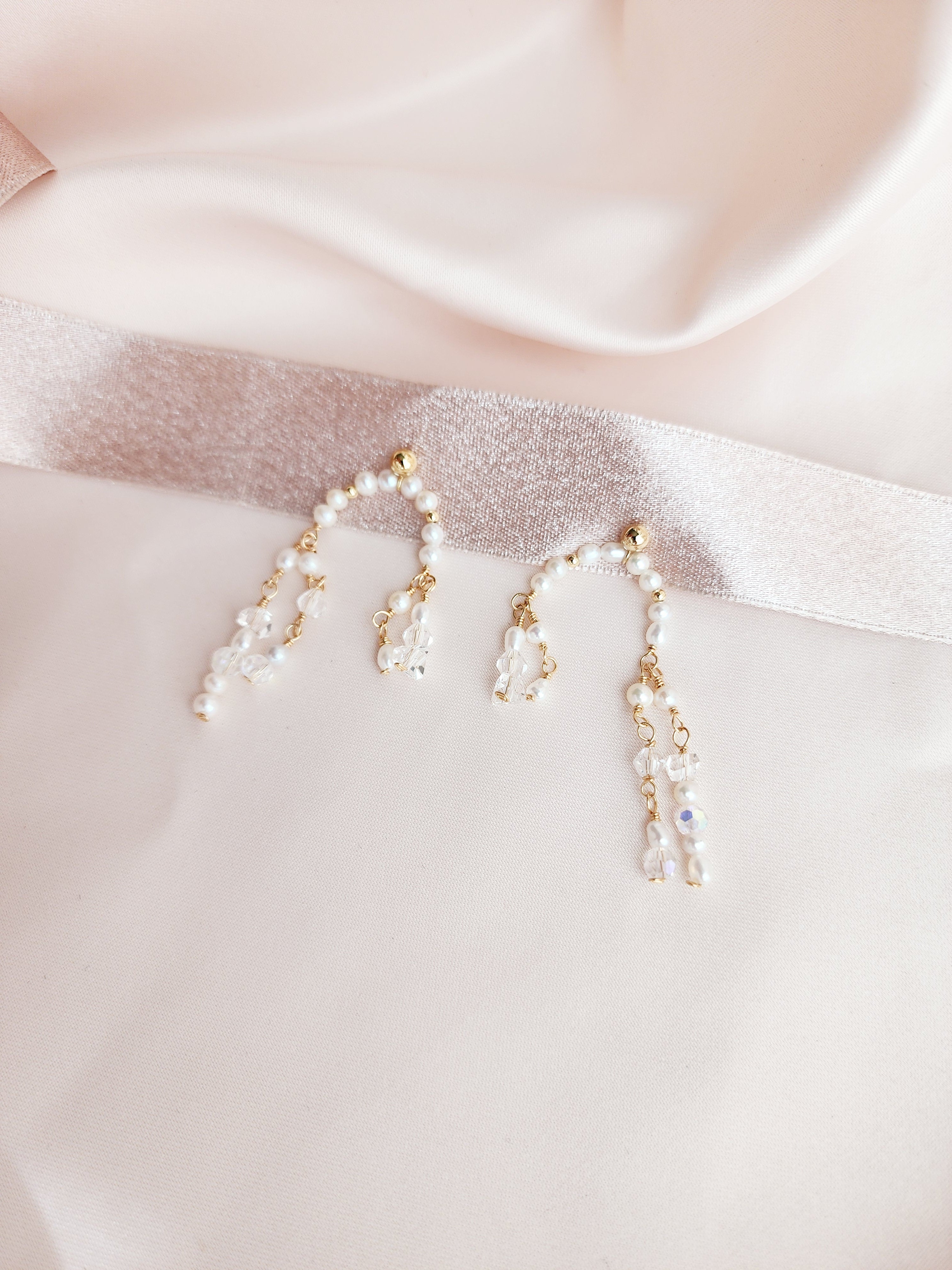 Crystal Pearl Cascading Statement Studs | Audrey Statement Studs