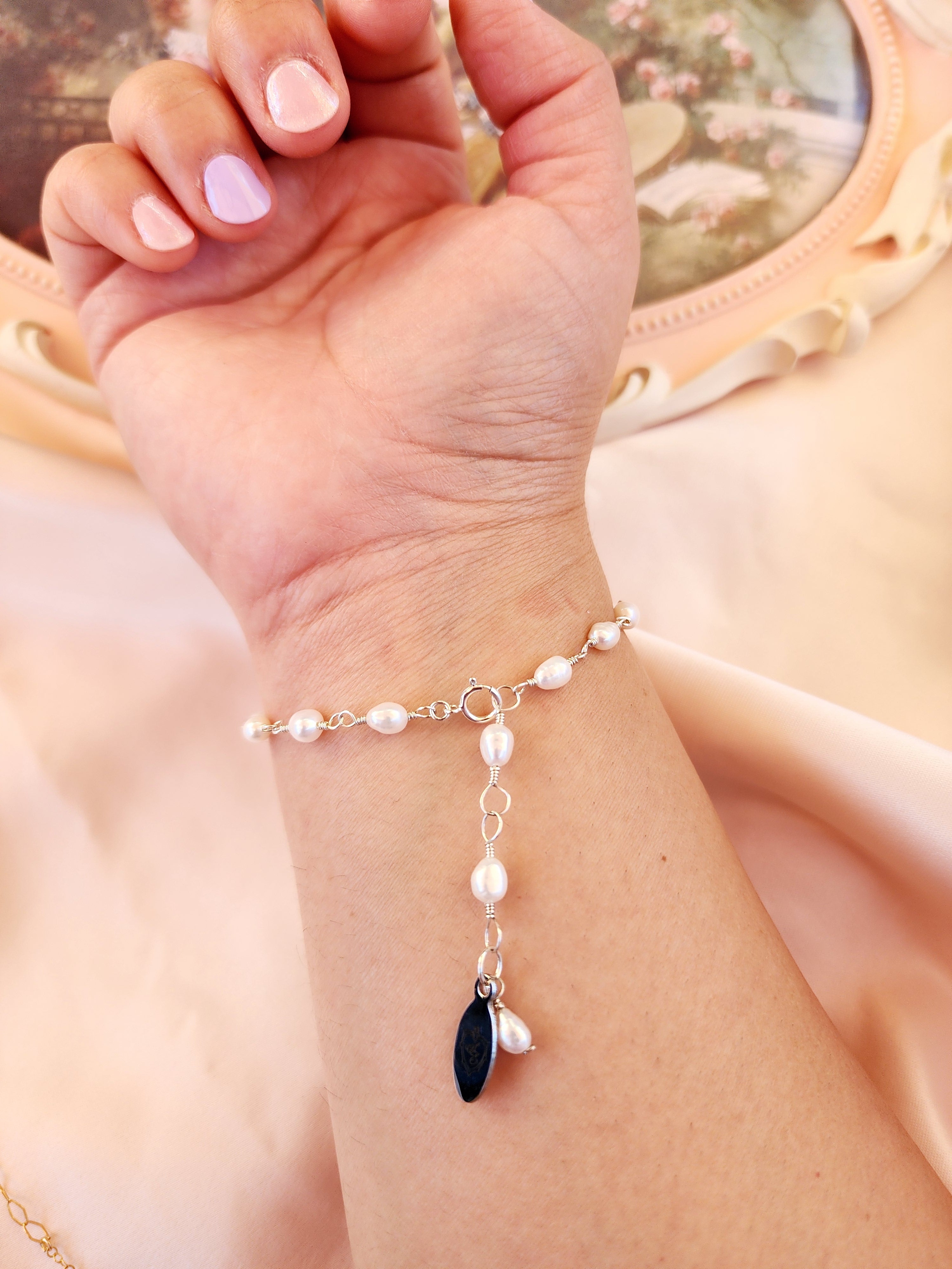 Linked Pearl Bracelet | Paris Pearl Bracelet Sterling Silver & 14kt Gold Fill