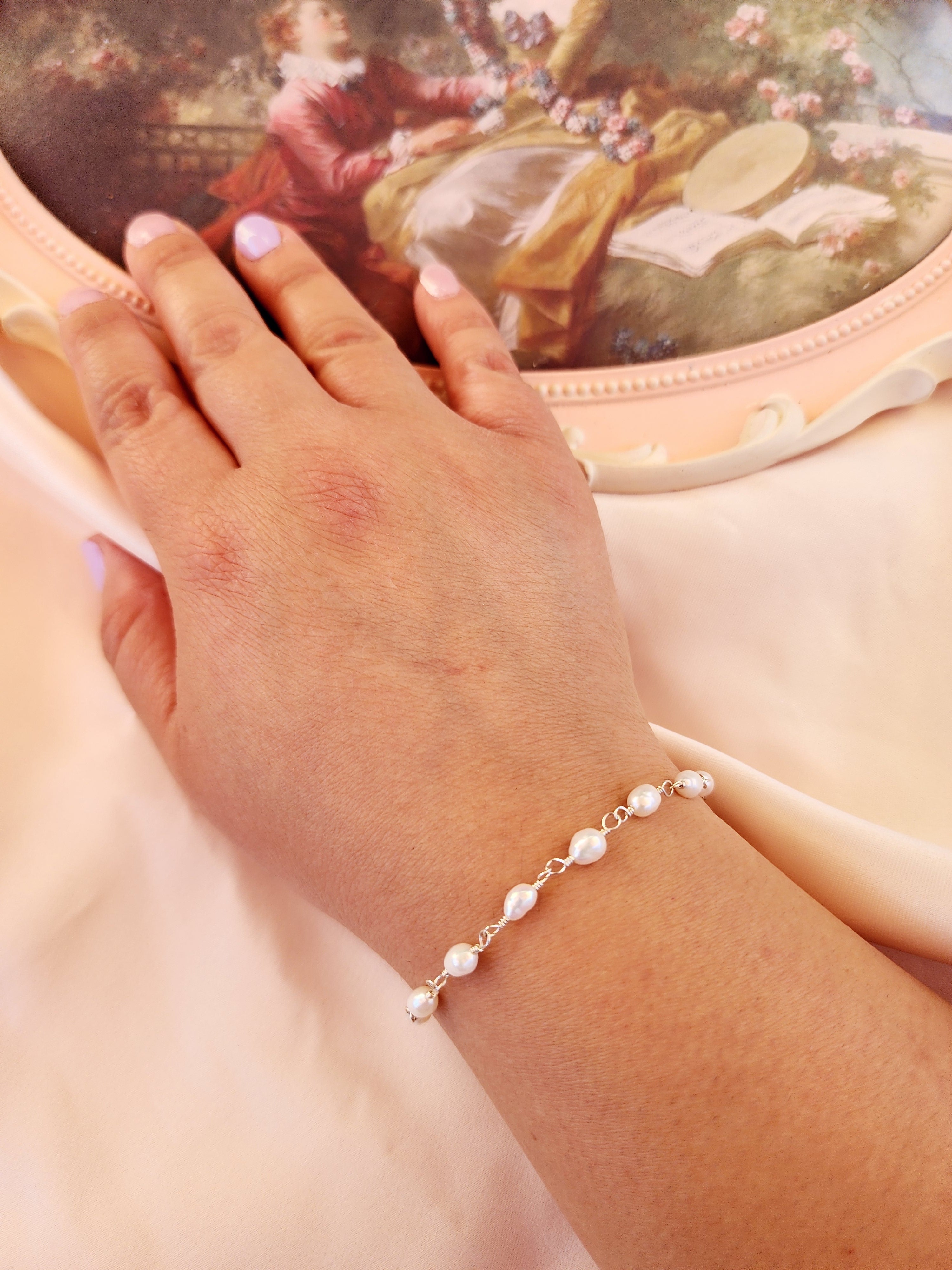 Linked Pearl Bracelet | Paris Pearl Bracelet Sterling Silver & 14kt Gold Fill