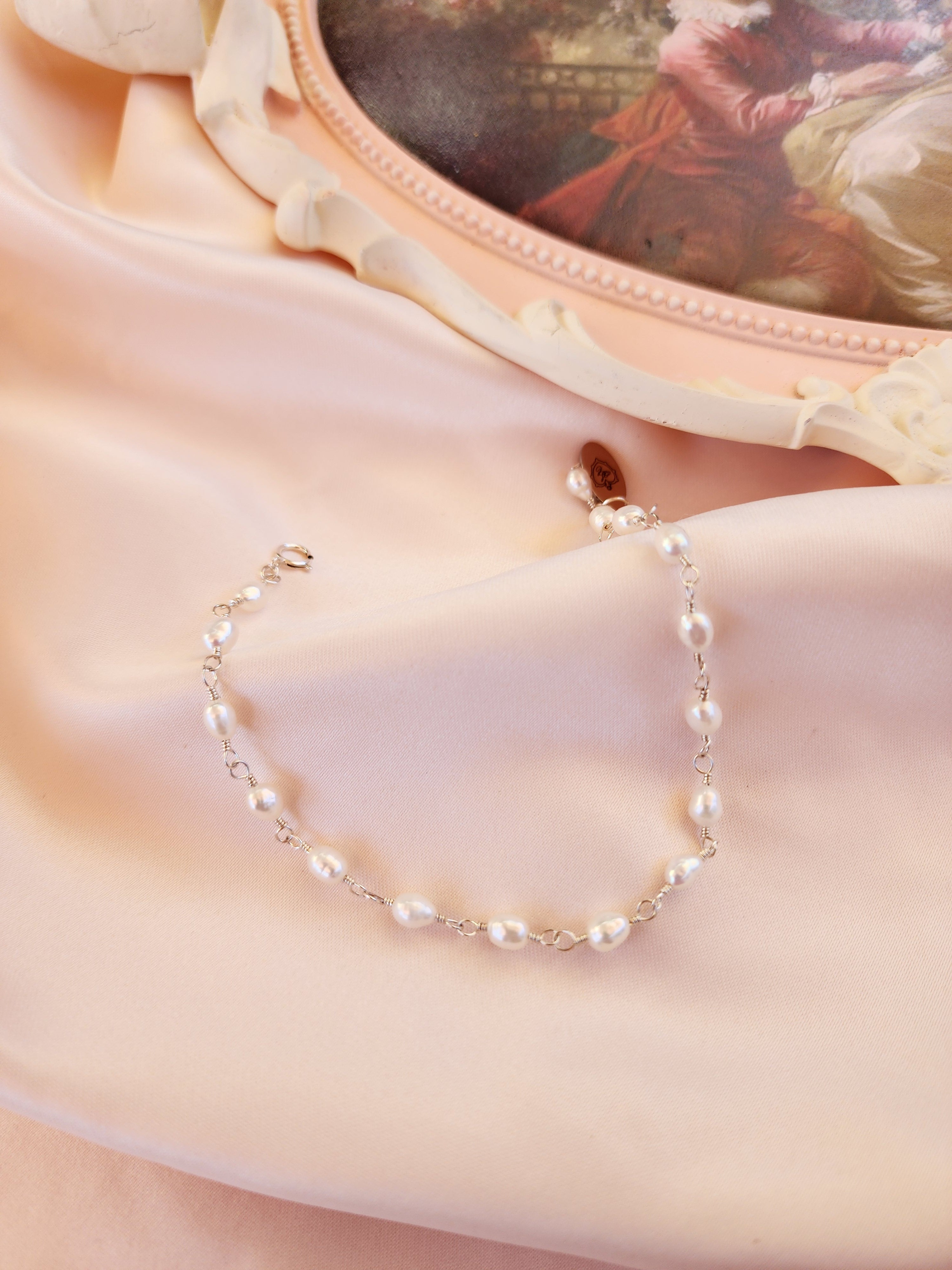 Linked Pearl Bracelet | Paris Pearl Bracelet Sterling Silver & 14kt Gold Fill