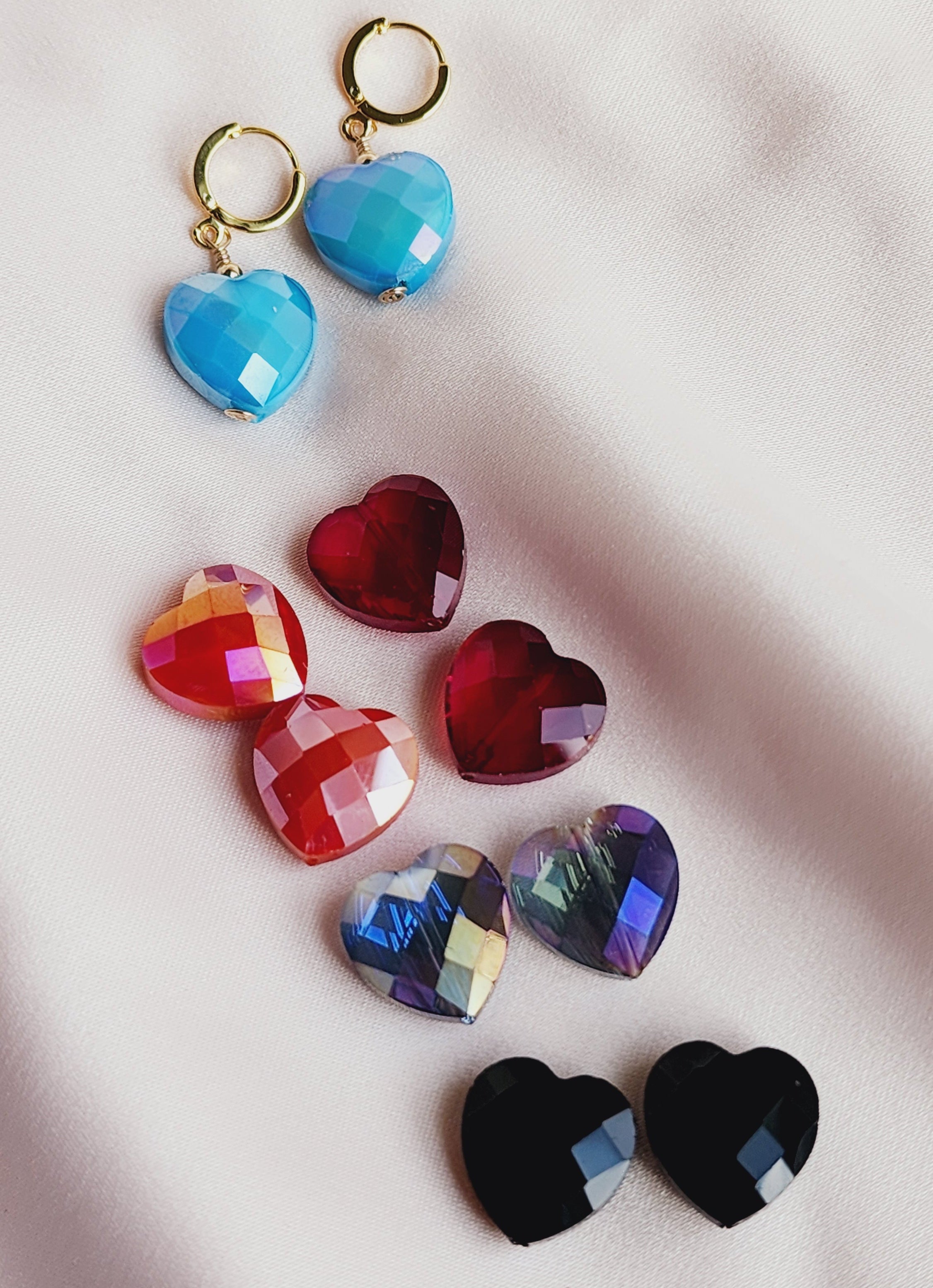 Top view heart crystal earrings