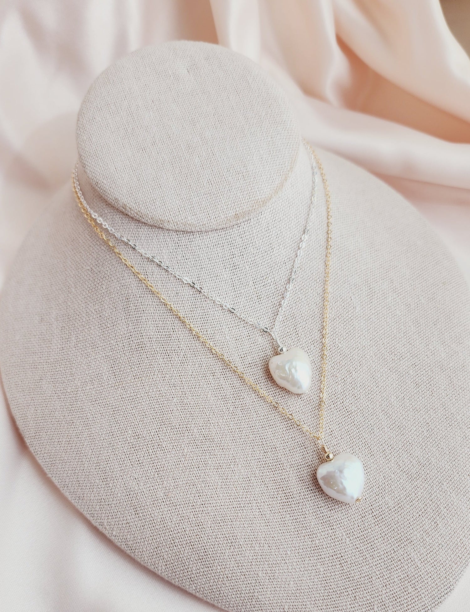 Dainty Pearl Heart Necklace for special ocassions and bridesmaids gifts