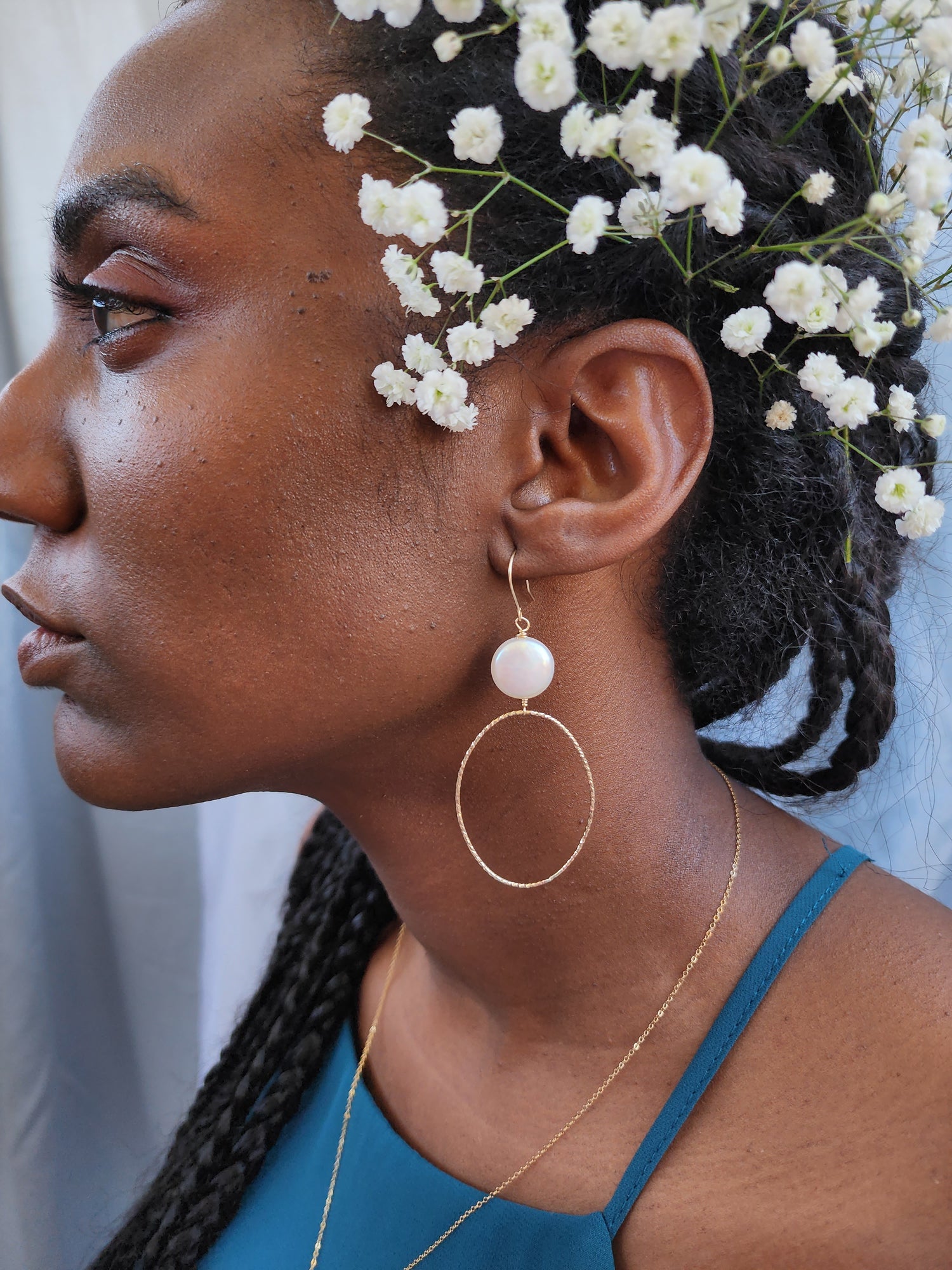 Coin Pearl Hoops | Darla Pearl Sterling and Gold