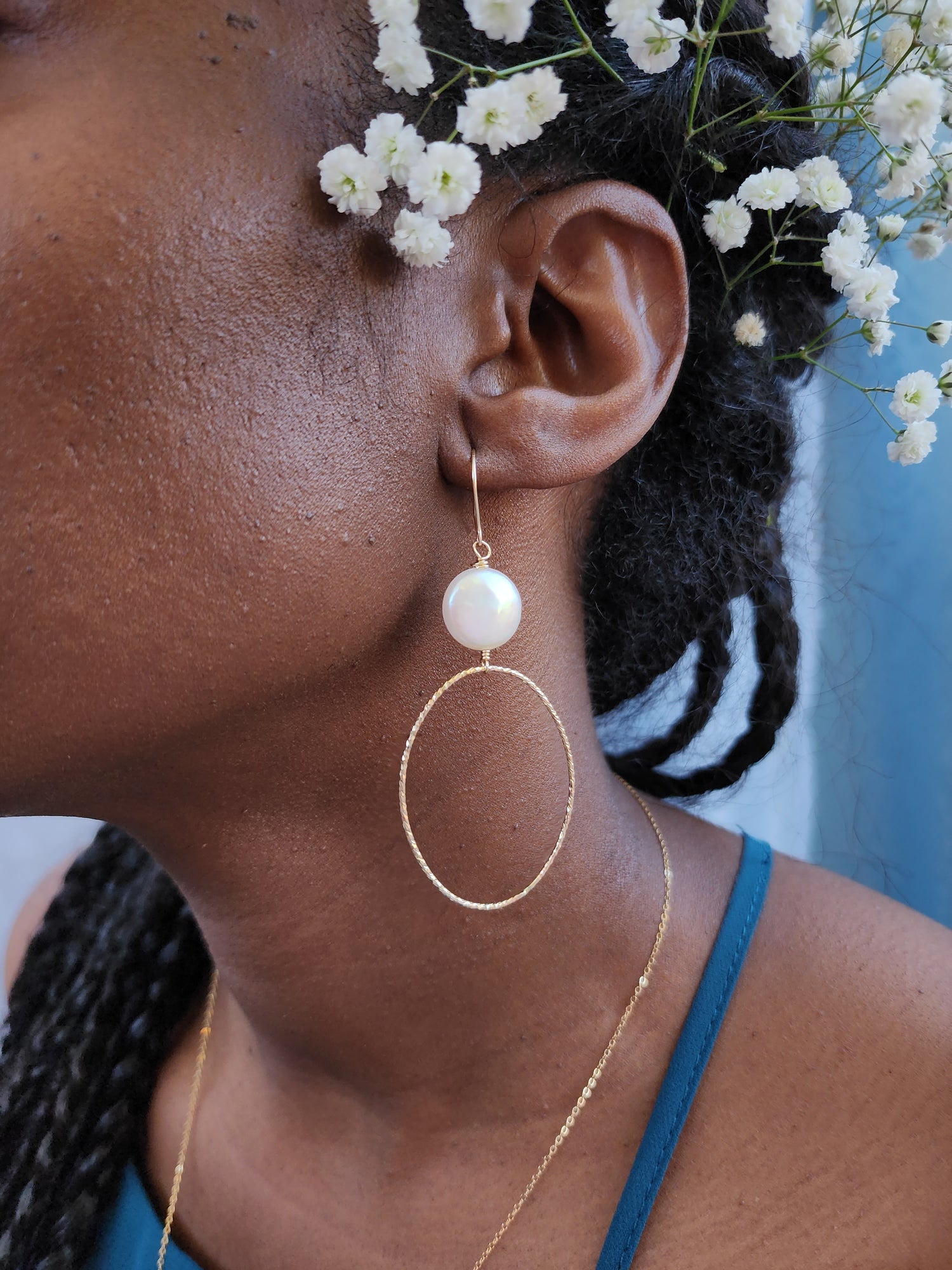 Coin Pearl Hoops | Darla Pearl Sterling and Gold