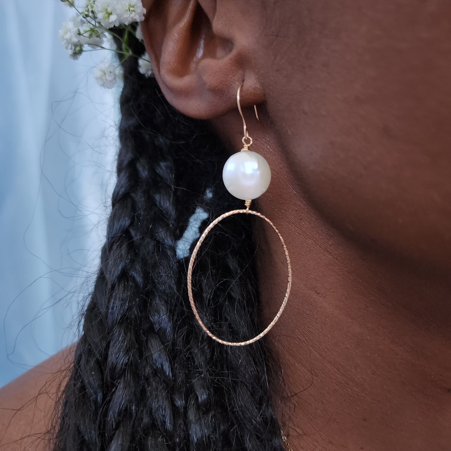 Coin Pearl Hoops | Darla Pearl Sterling and Gold