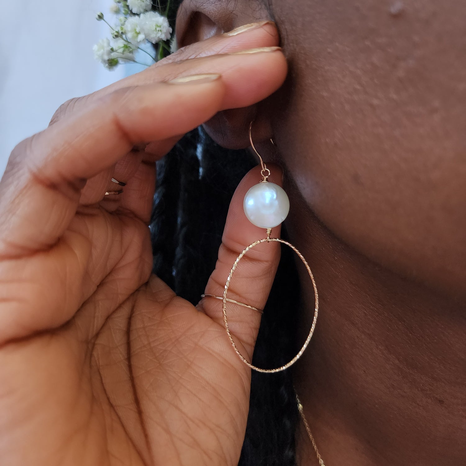Coin Pearl Hoops | Darla Pearl Sterling and Gold