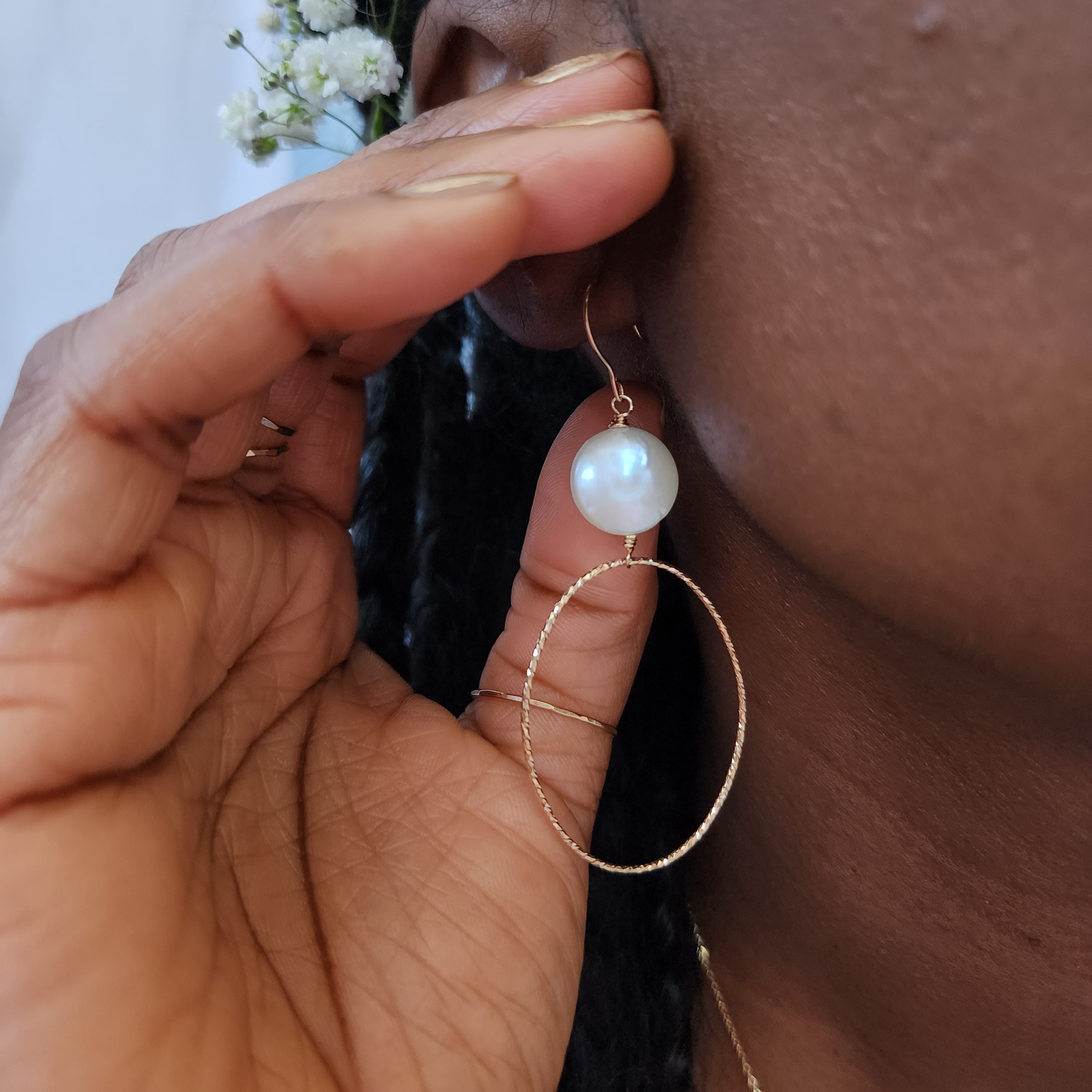 Coin Pearl Hoops | Darla Pearl Sterling and Gold