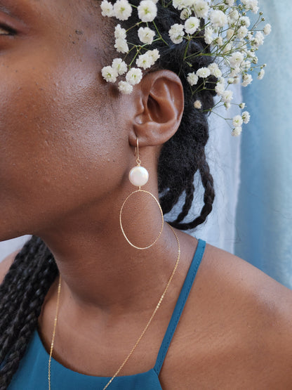 Coin Pearl Hoops | Darla Pearl Sterling and Gold