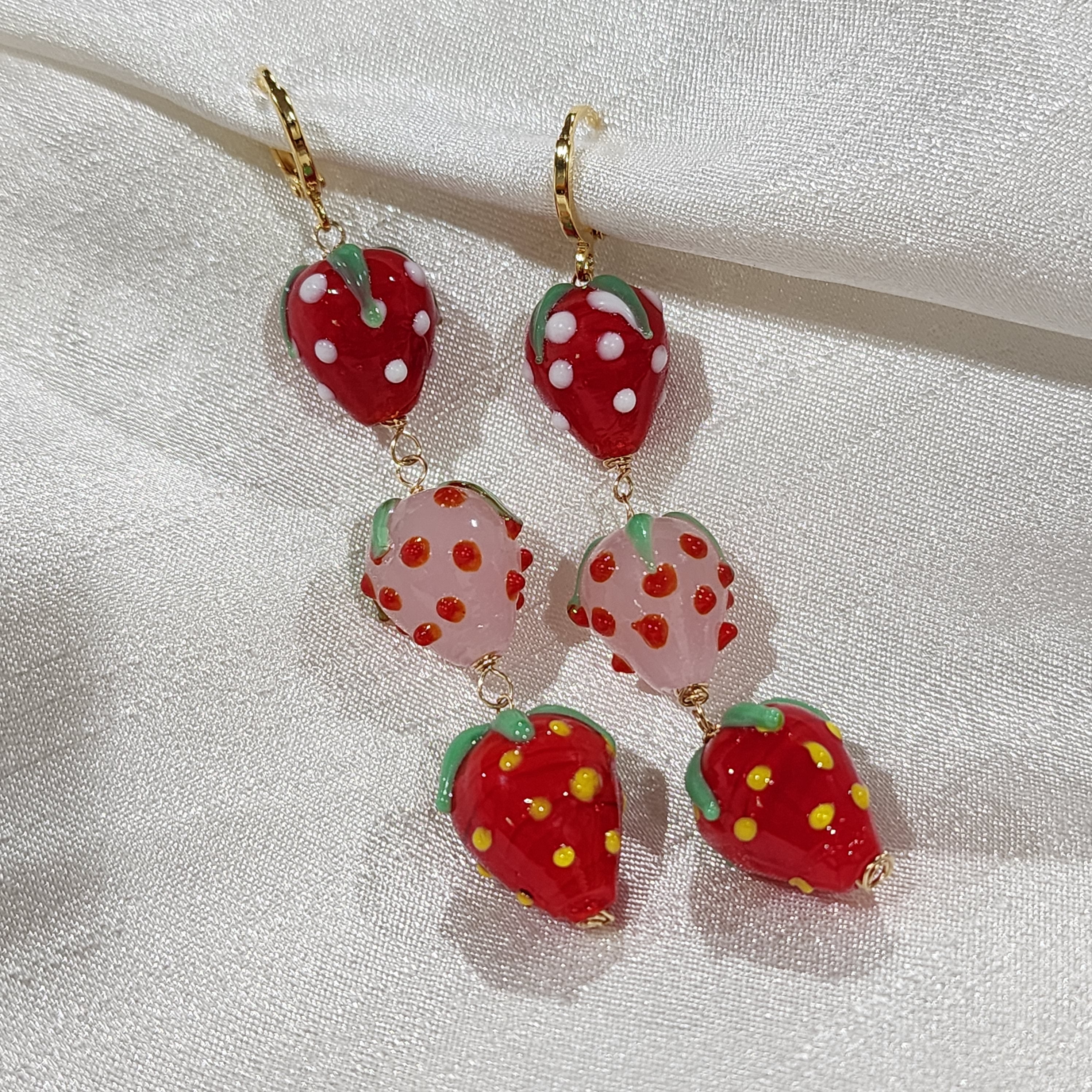 Strawberry Swing Statement Huggie Hoops