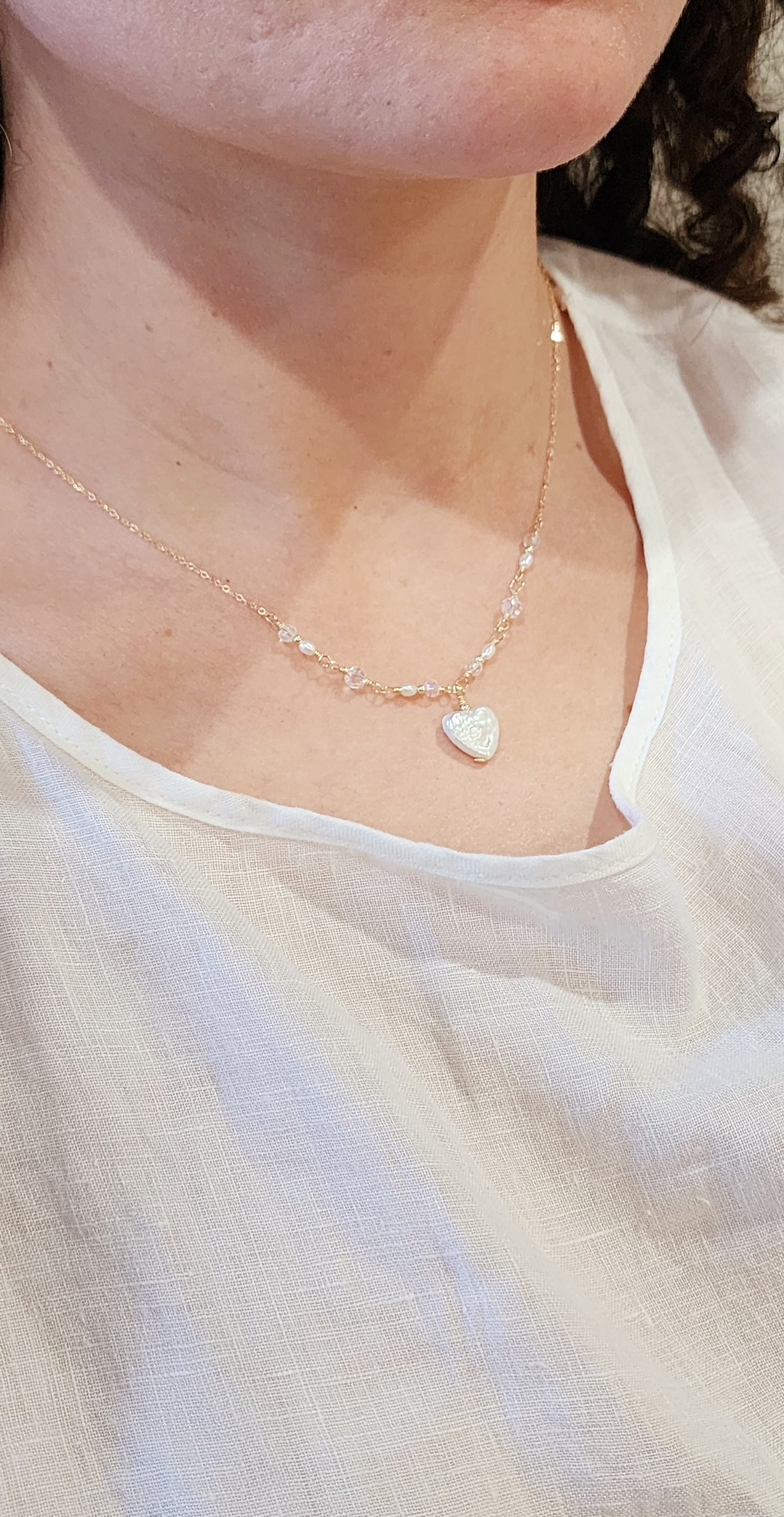 Addie Pearl Heart Necklace