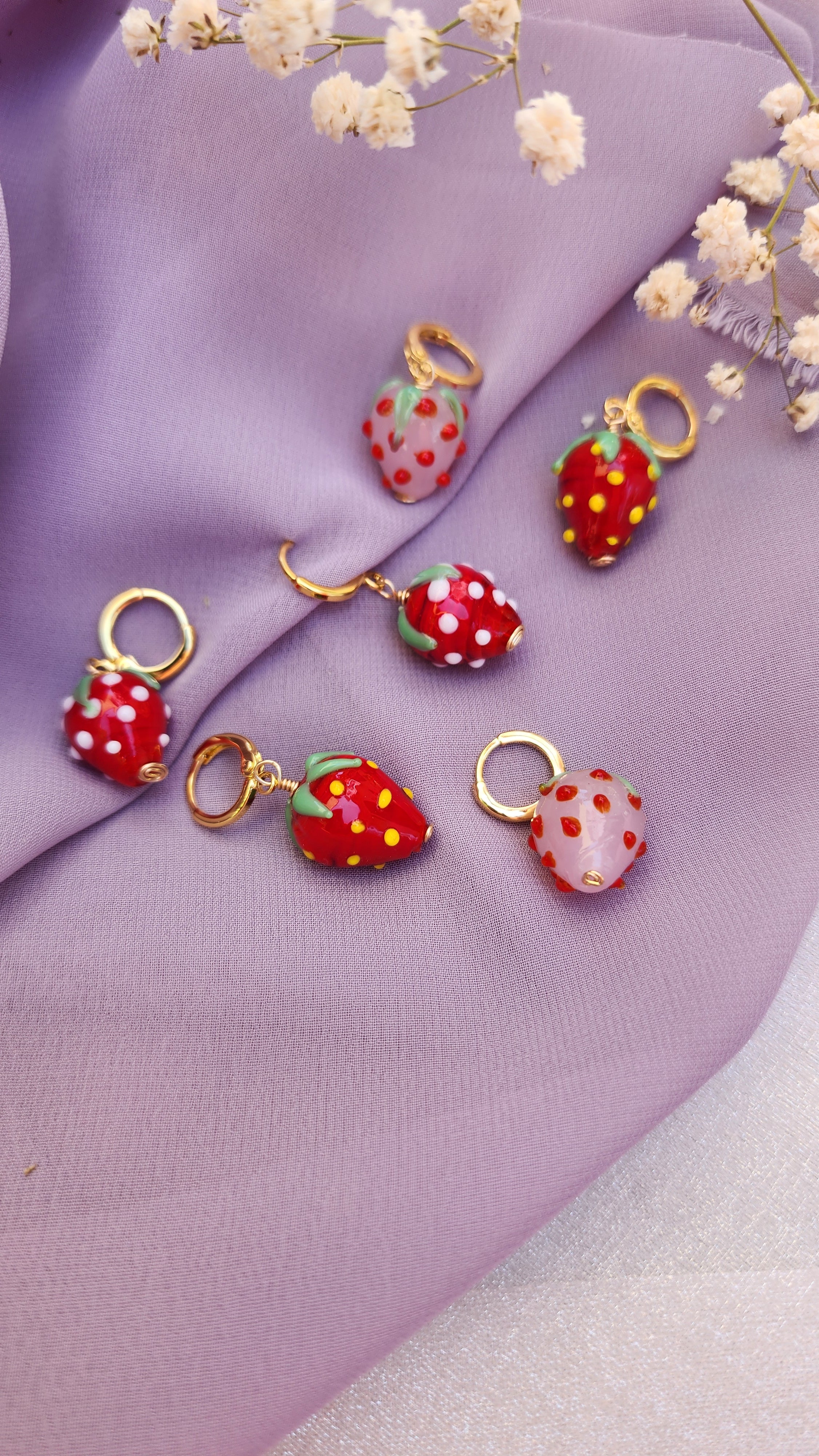 Strawberry Swing Huggie Hoops