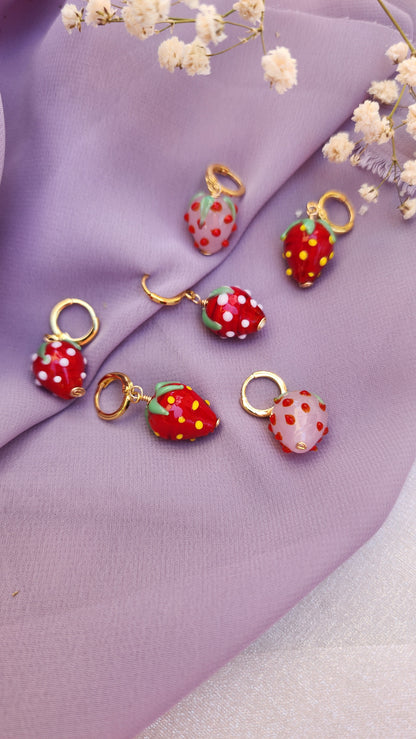 Strawberry Swing Huggie Hoops