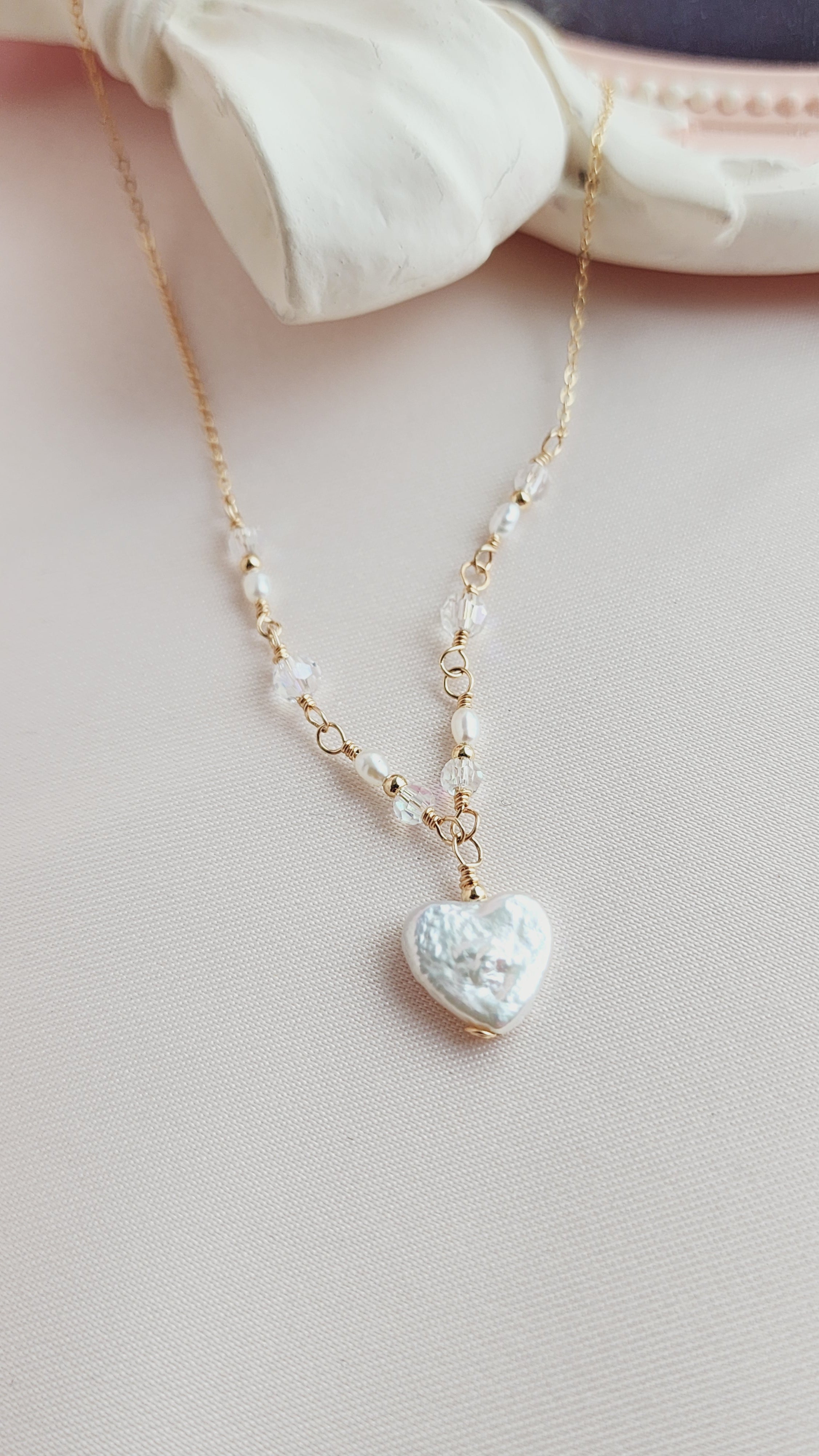 Addie Pearl Heart Necklace