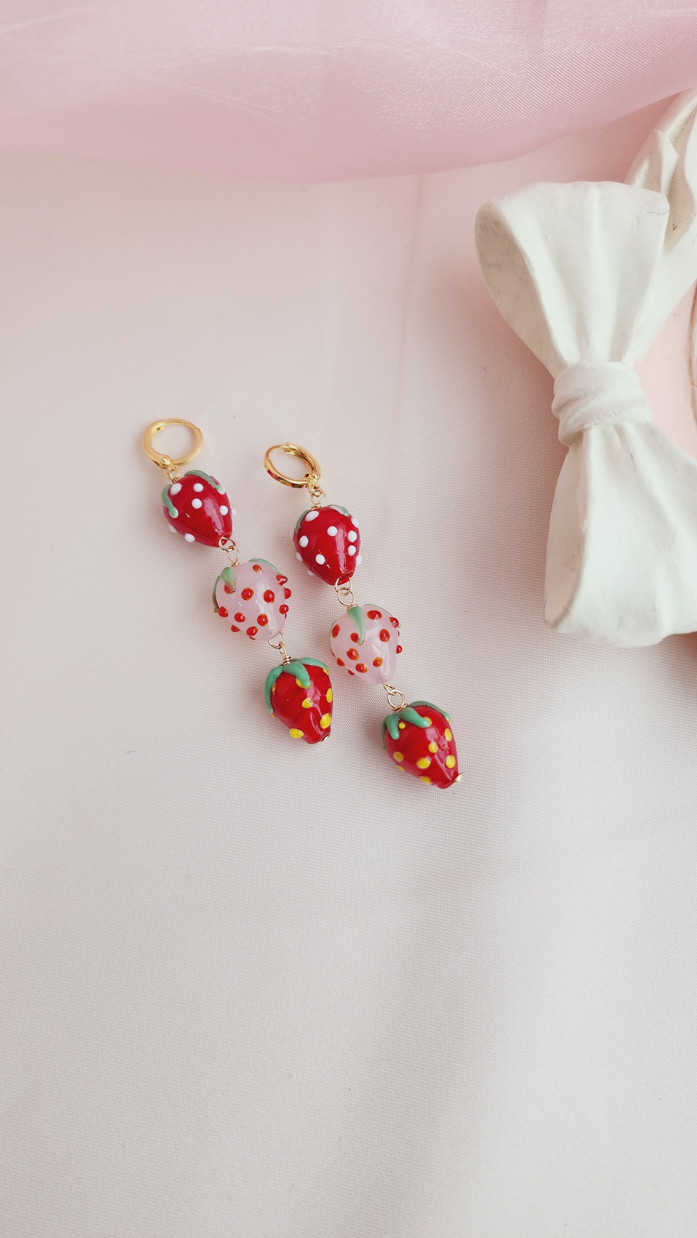 Strawberry Swing Statement Huggie Hoops