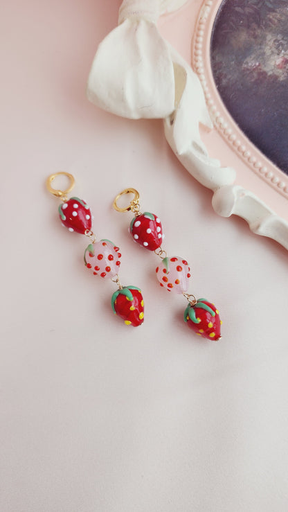 Strawberry Swing Statement Huggie Hoops