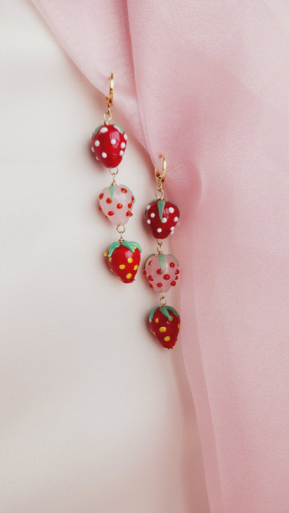 Strawberry Swing Statement Huggie Hoops