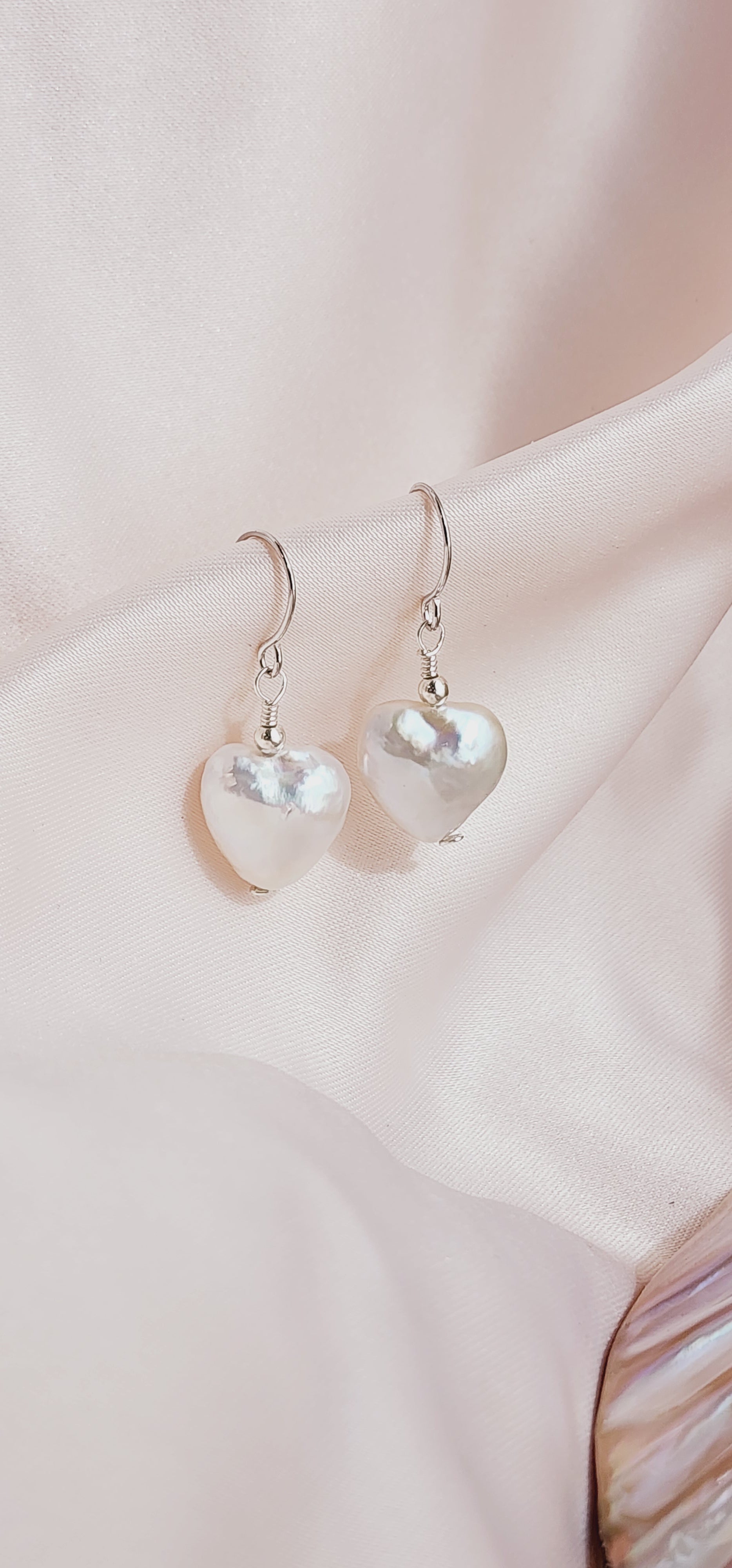 Betty Pearl Heart Earrings