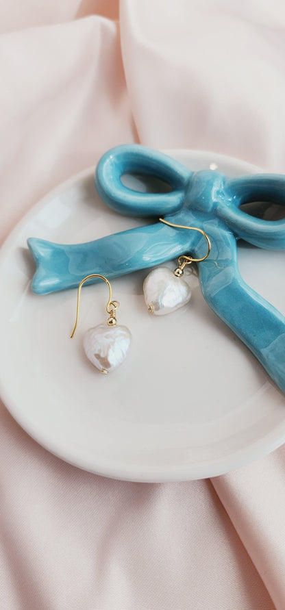 Betty Pearl Heart Earrings