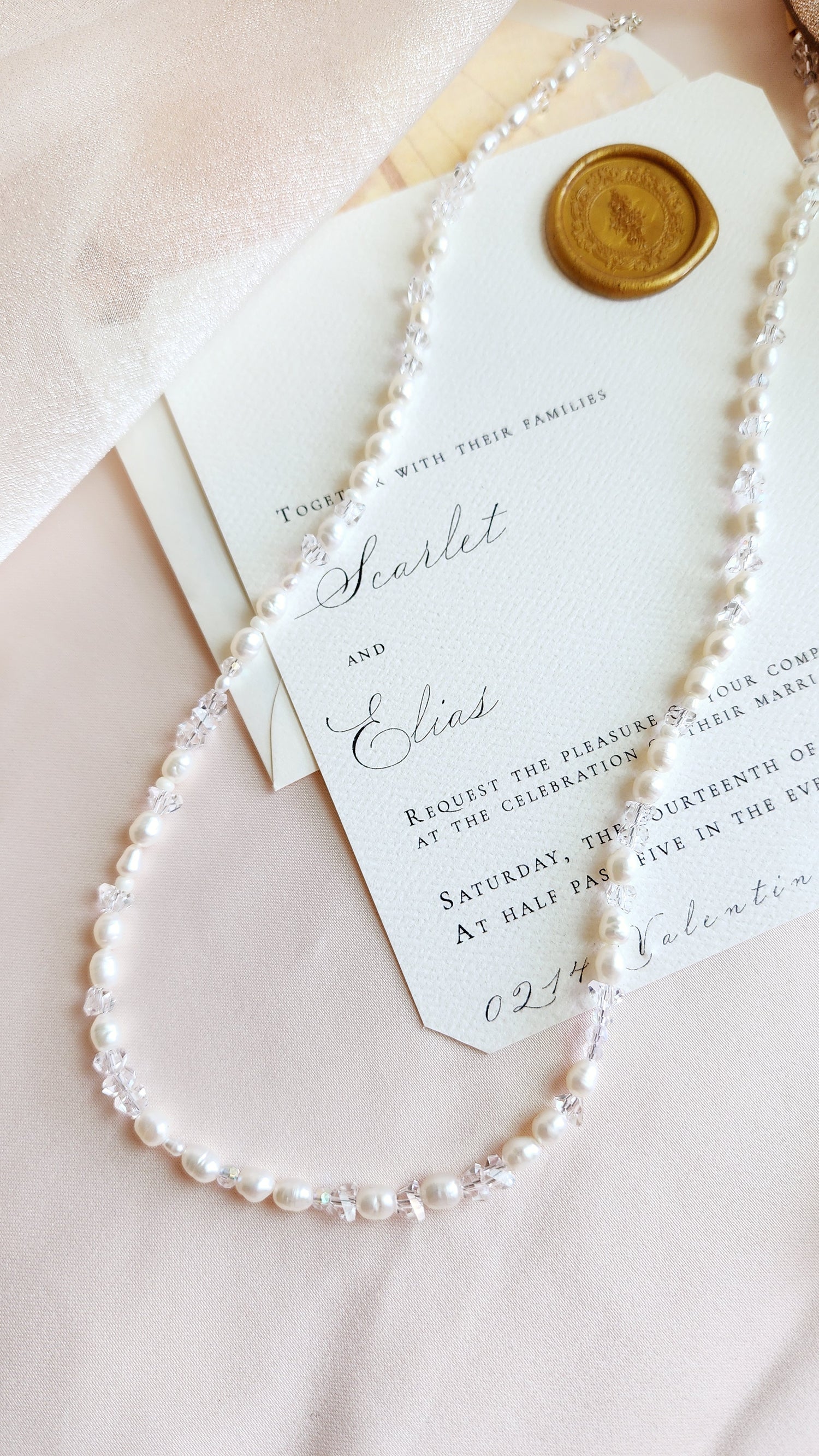 Crystal Pearl Beaded Necklace Set