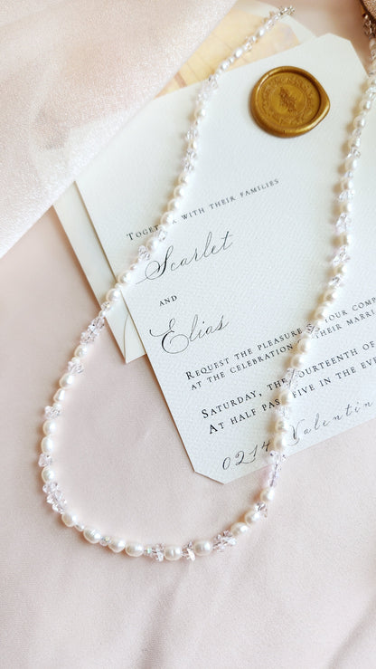 Crystal Pearl Beaded Necklace Set