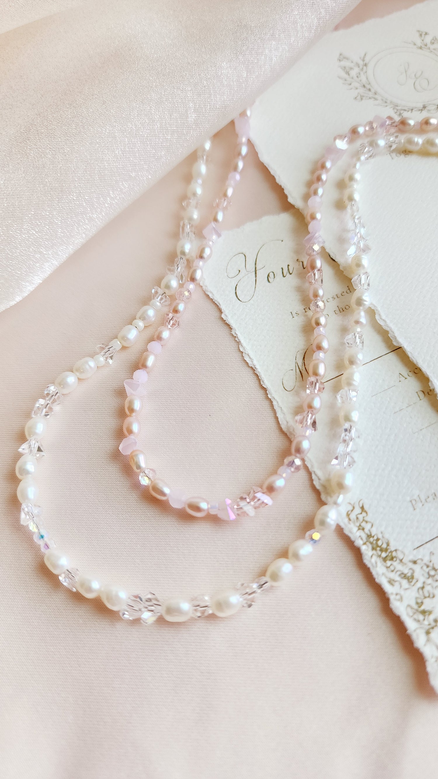 Crystal Pearl Beaded Necklace Set