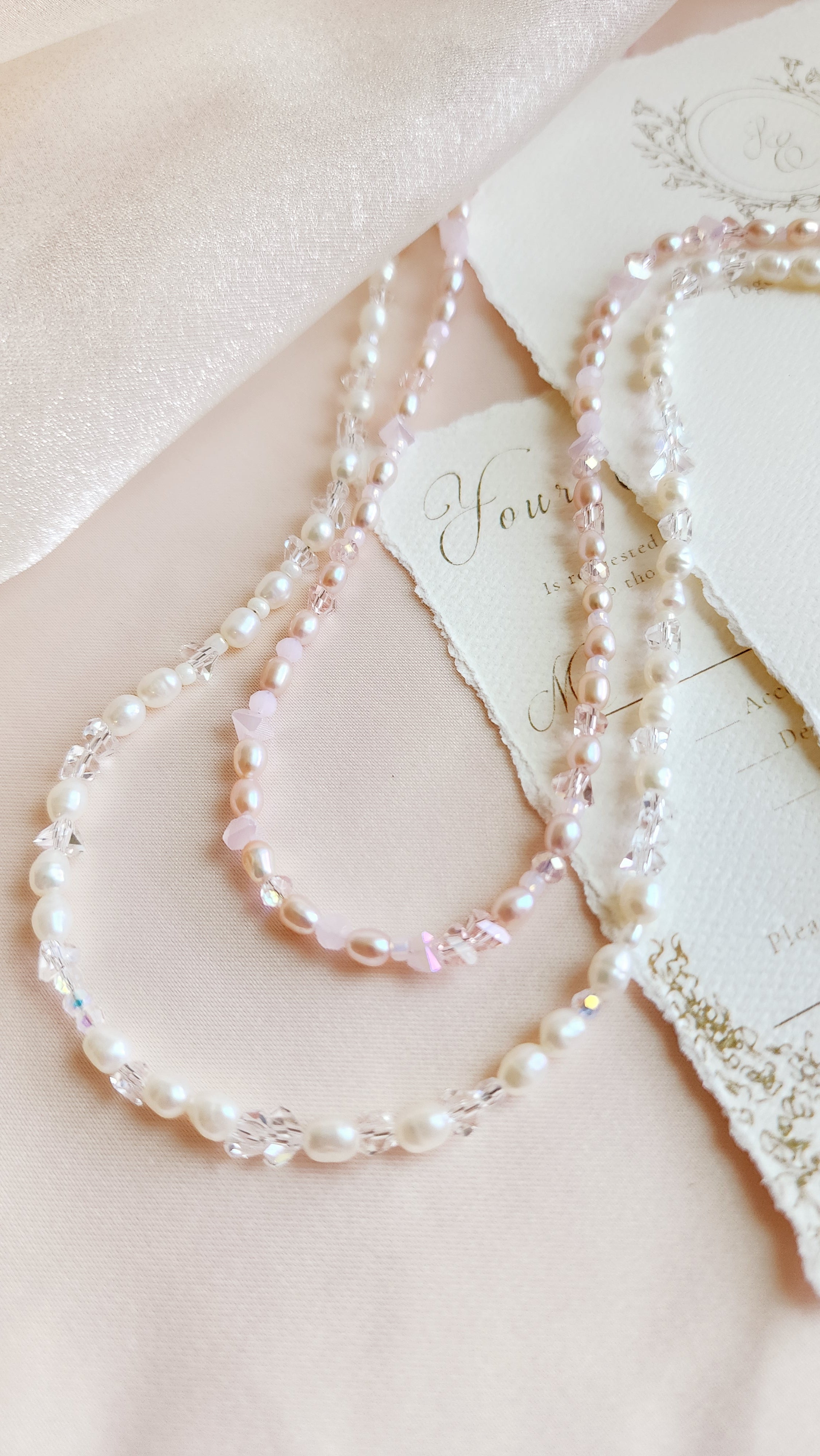 Crystal Pearl Beaded Necklace Set