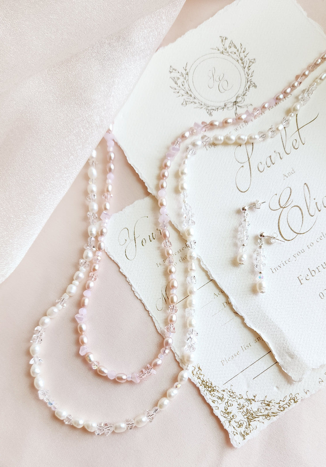 Crystal Pearl Beaded Necklace Set