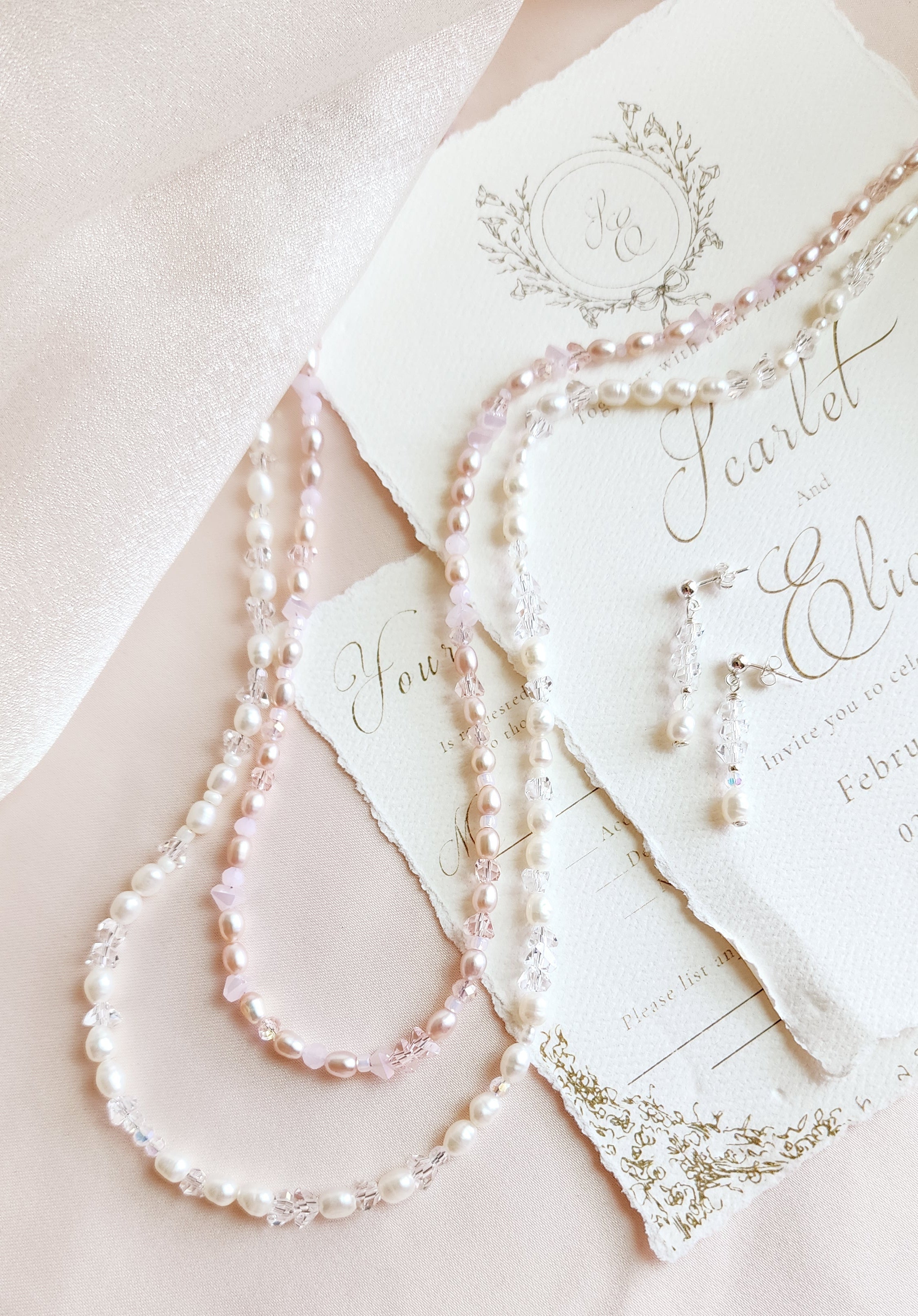 Crystal Pearl Beaded Necklace Set