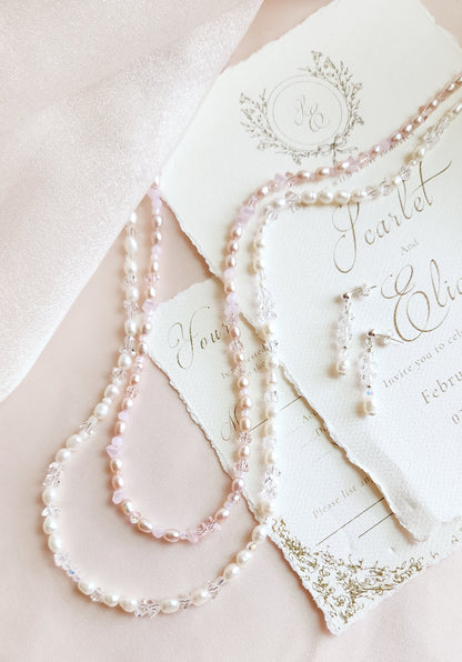 Crystal Pearl Beaded Necklace Set