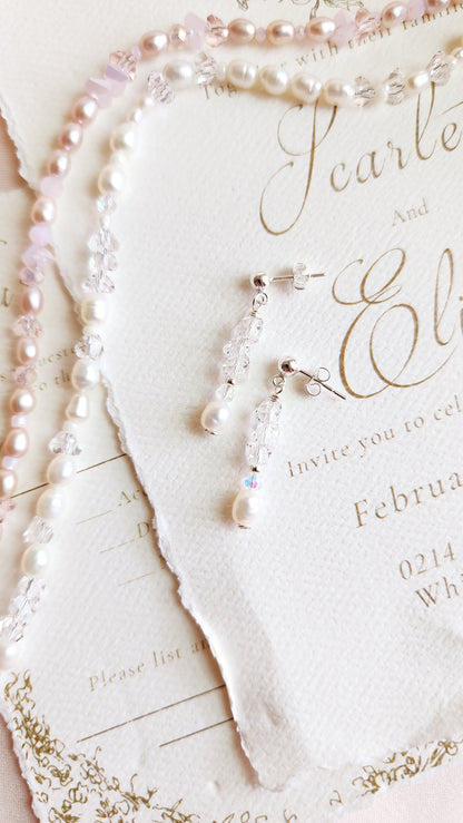 Crystal Pearl Beaded Necklace Set